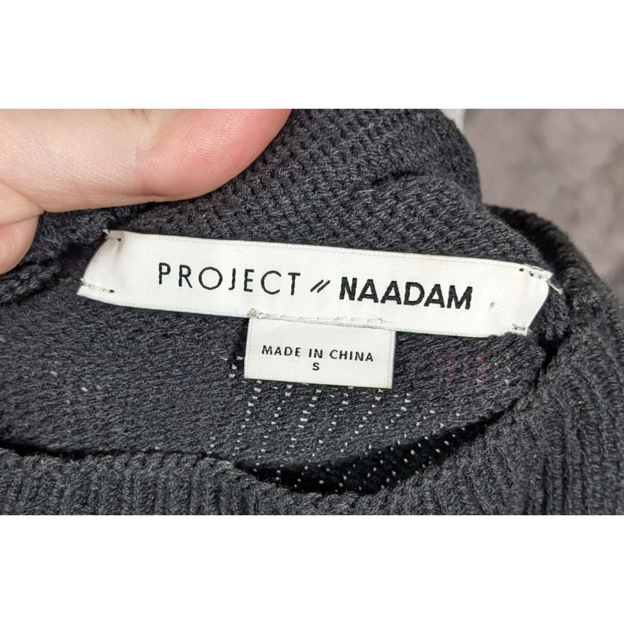 Other Project Naadam Mock Neck Black Ruffle Accent Cable Knit Swea Size S / US 4 / IT 40 - 4 Thumbnail