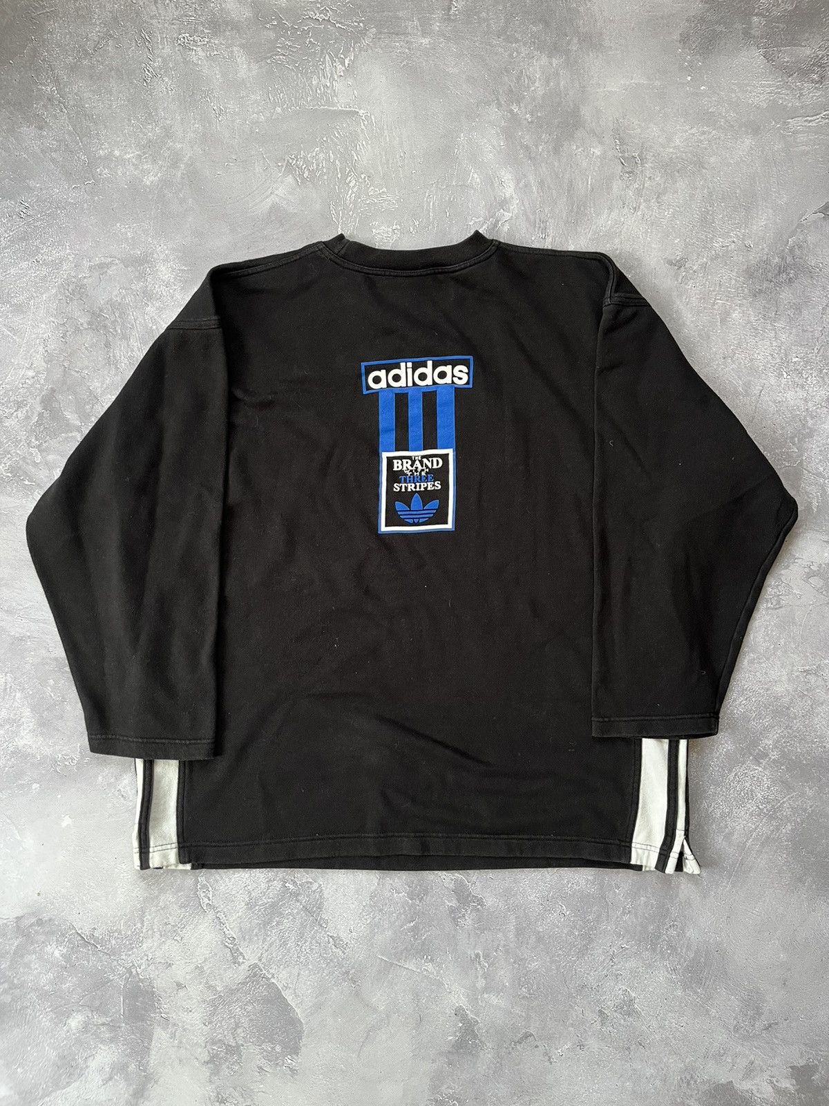 Vintage Y2K Vintage Adidas Sweatshirt Black With Three Stripes Size US L / EU 52-54 / 3 - 1 Thumbnail