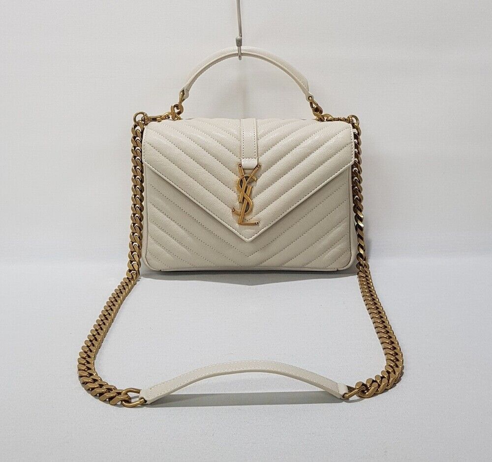 Yves Saint Laurent White Vintage College Monogram Satchel Medium Size ONE SIZE - 1 Thumbnail