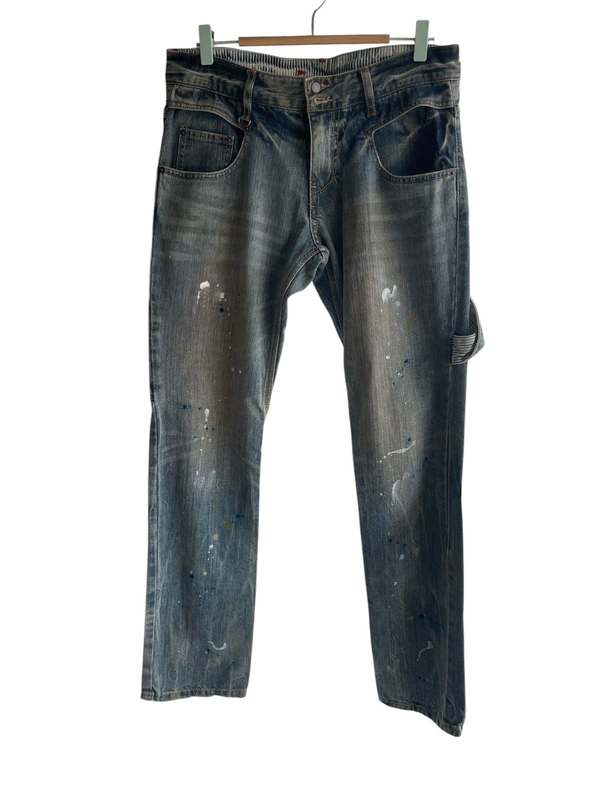 Japanese Brand × PPFM × Seditionaries Offer☄️PPFM carpenters paint splatter buckle back denim jeans Size US 32 / EU 48 - 7 Thumbnail