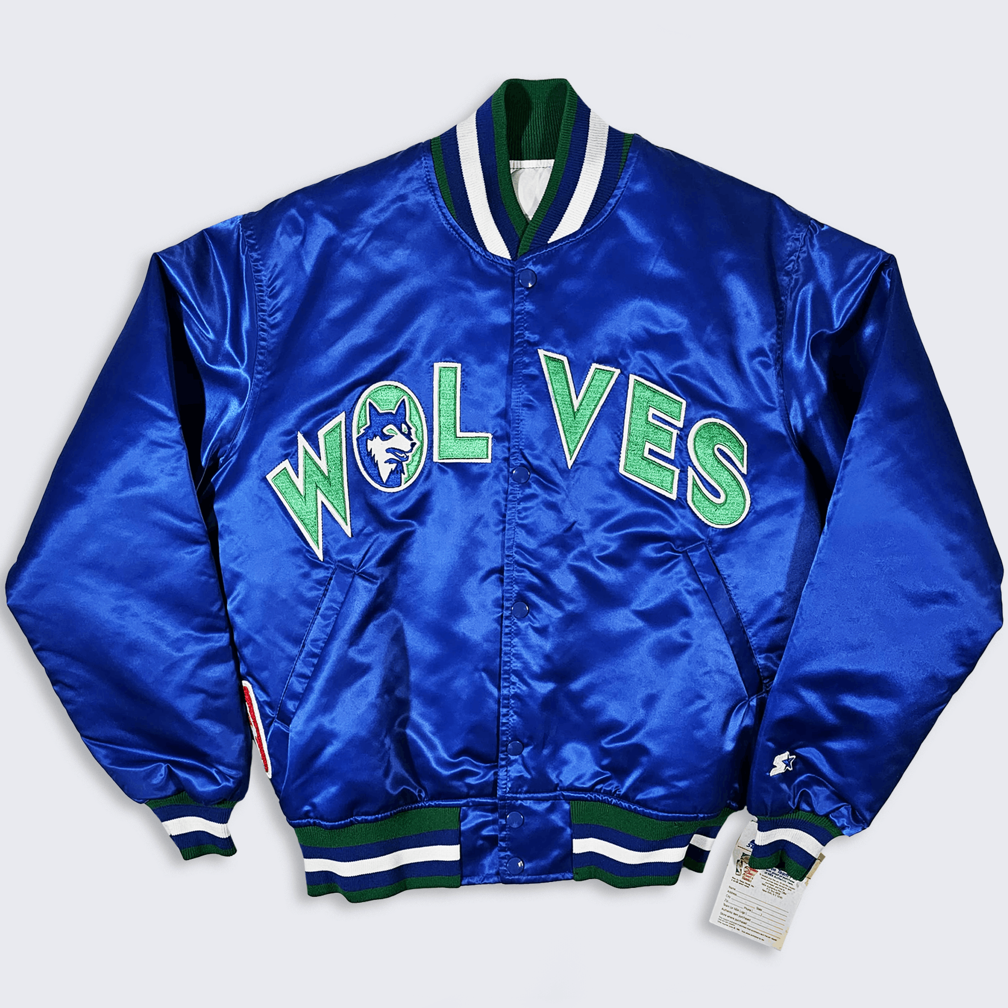 Vintage Minnesota Timberwolves 90s Starter Satin Bomber Jacket Size US M / EU 48-50 / 2 - 1 Thumbnail