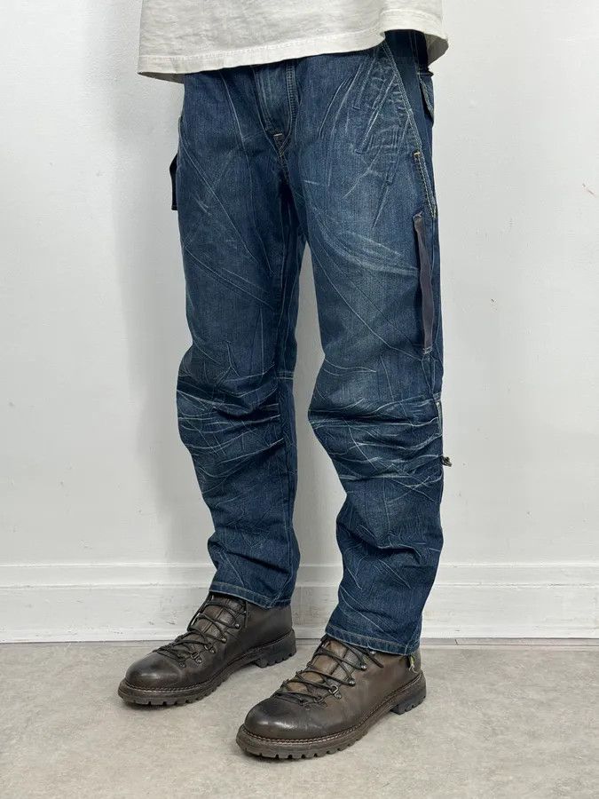Marithe + Francois Girbaud 2000s Marithé + François Girbaud Blue Denim Cargo Jeans Size US 32 / EU 48 - 2 Thumbnail