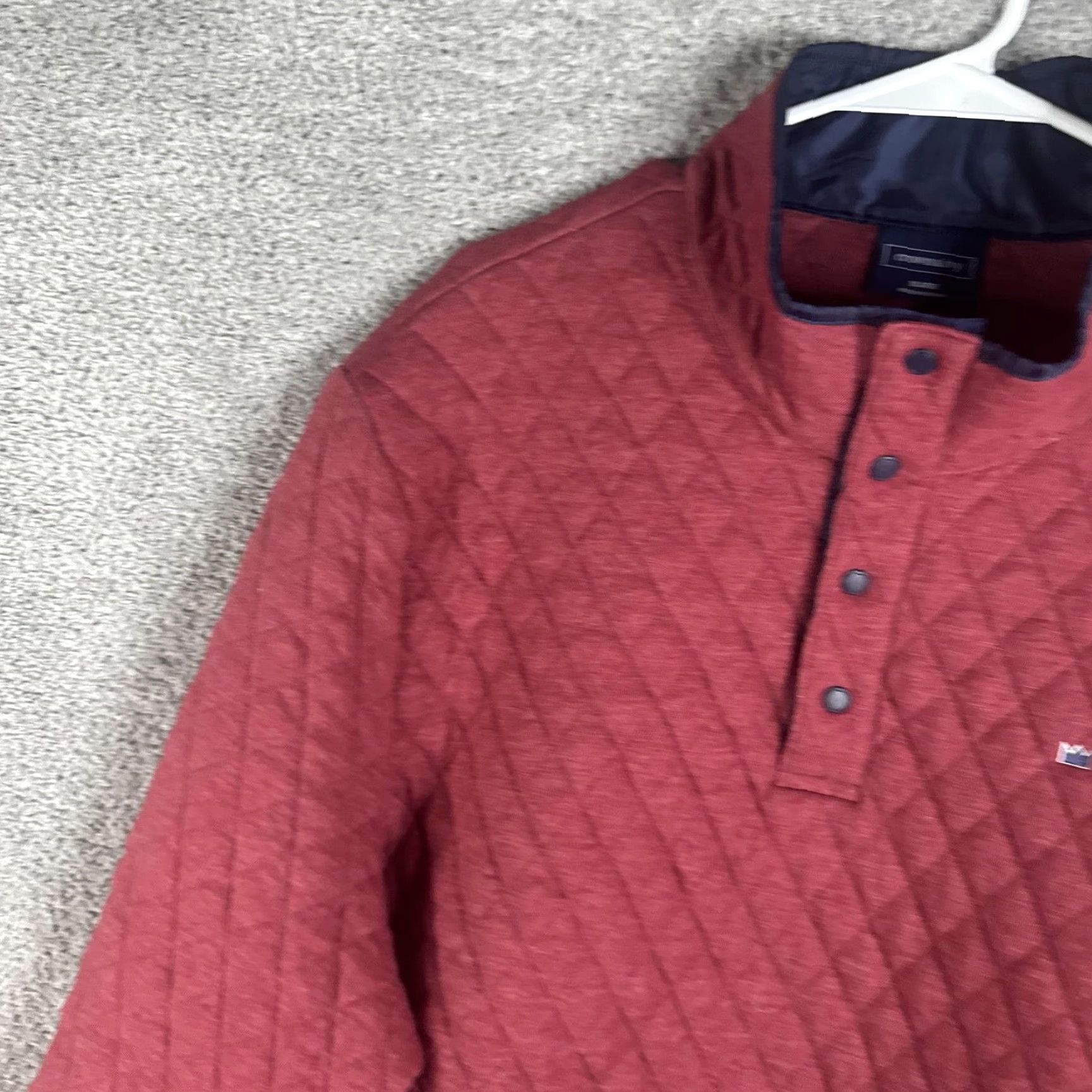 Vintage Crown & Ivy Sweatshirt Mens XL Red Quilted Snap Henley Pullover Mock Neck Lined Winter Heavyweight Insulated Jersey Cotton Polyester Size US XL / EU 56 / 4 - 5 Thumbnail