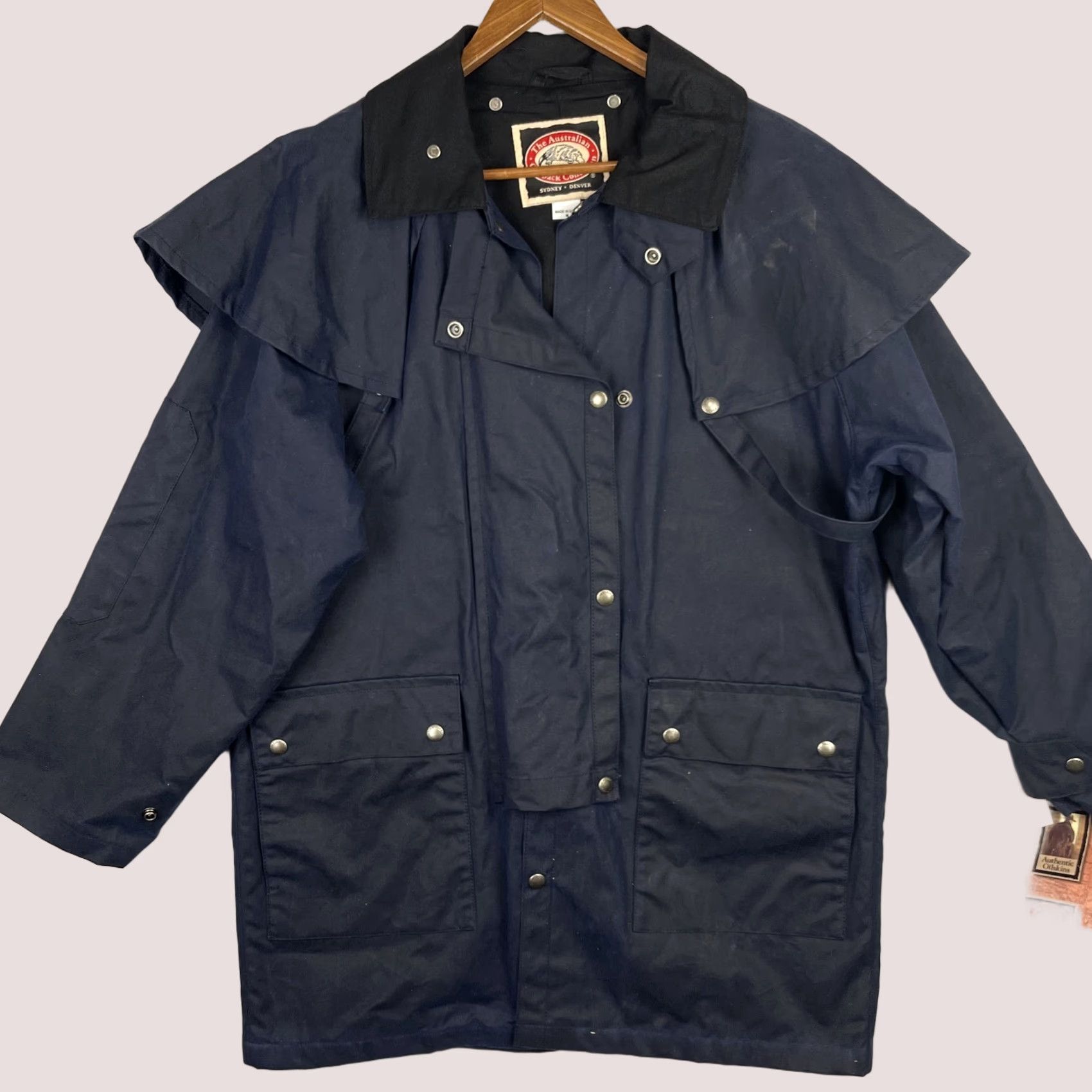 Vintage VINTAGE The Australian Outback Collection Jacket Mens Medium Navy Oilskin Waxed Duster USA Size US M / EU 48-50 / 2 - 1 Thumbnail
