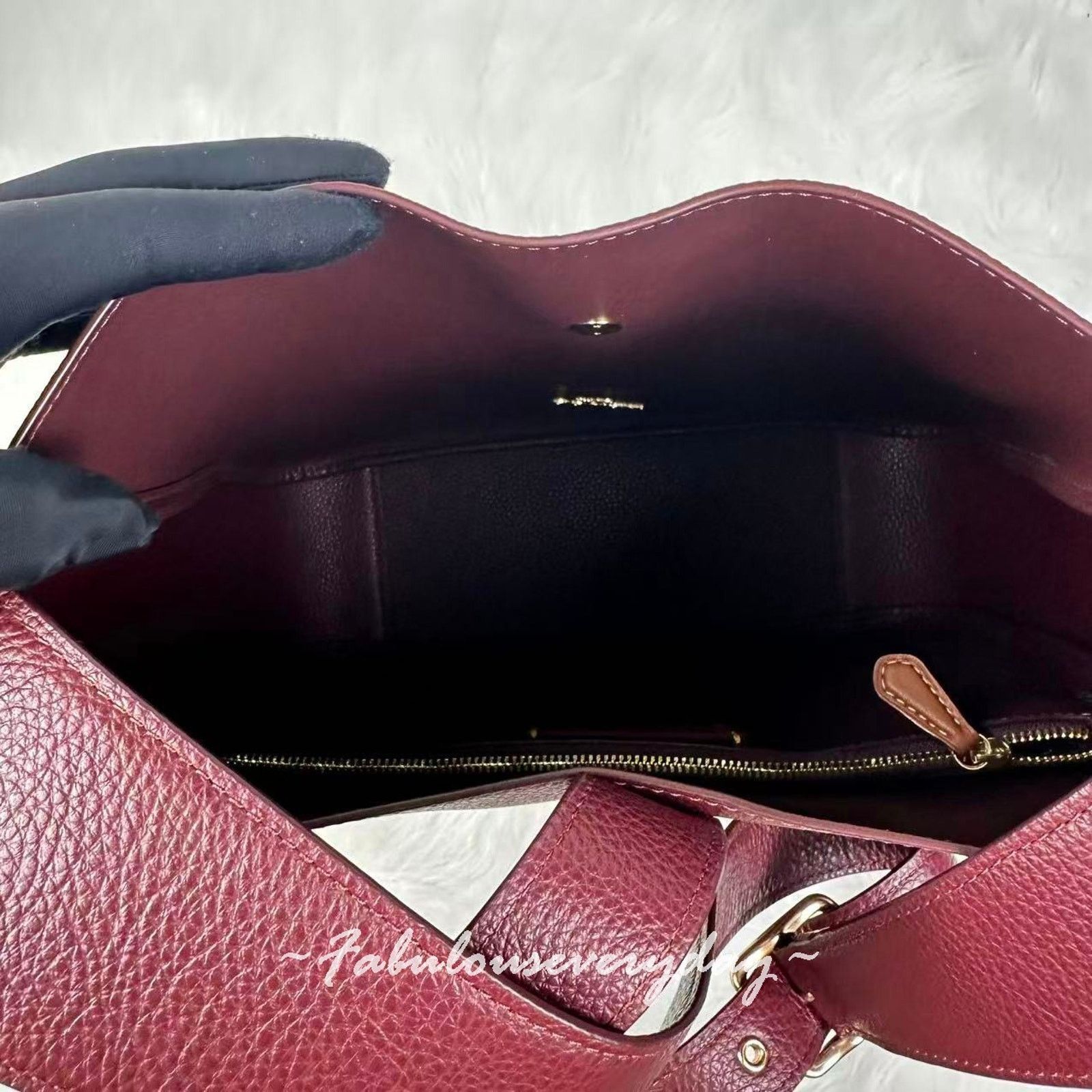 Coach Coach Hadley Large Shoulder Bag Leather/Gold/Dark Wine CCD65 Size ONE SIZE - 6 Thumbnail