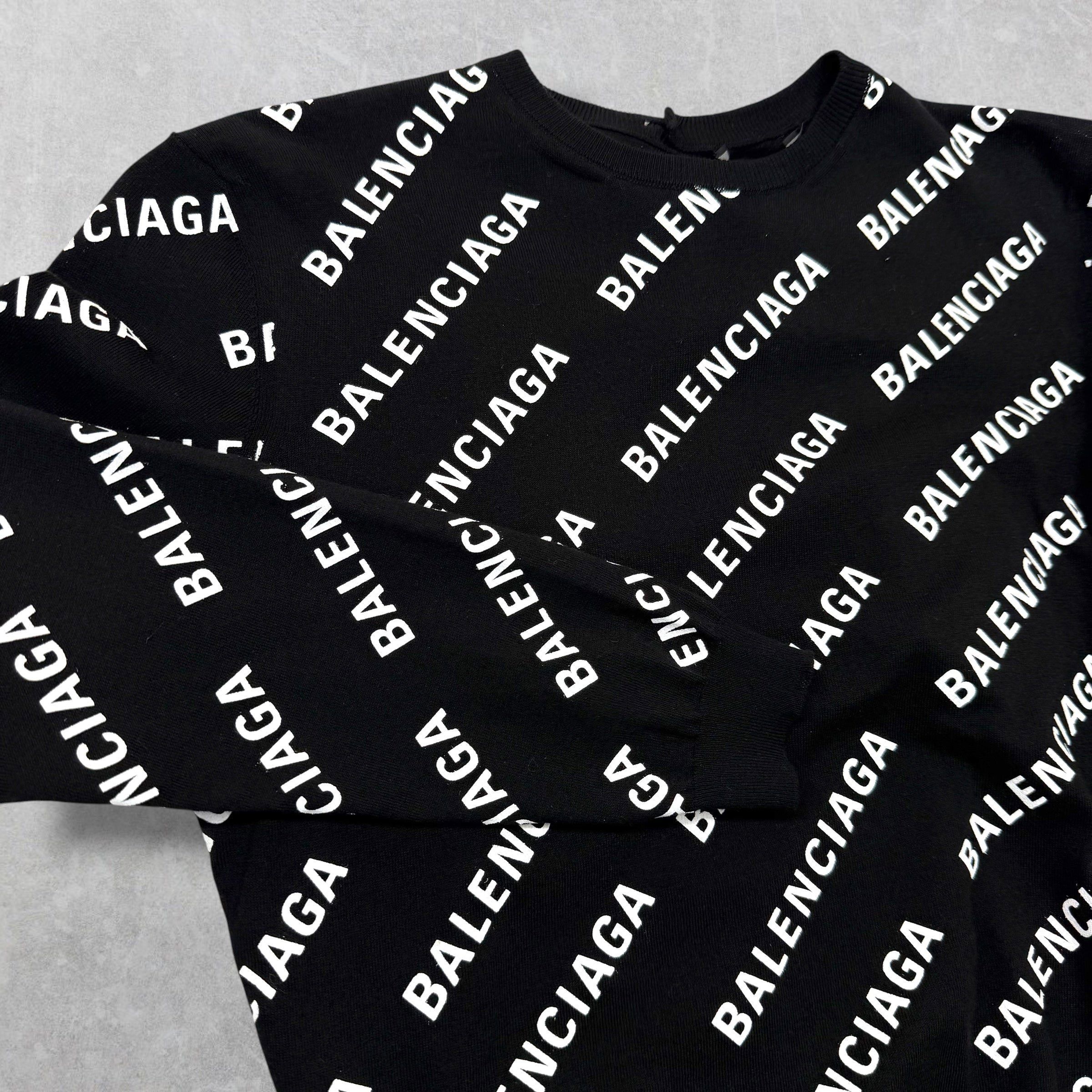 Balenciaga Balenciaga Women's All Over Logo Cropped Sweater M Size M / US 6-8 / IT 42-44 - 2 Thumbnail