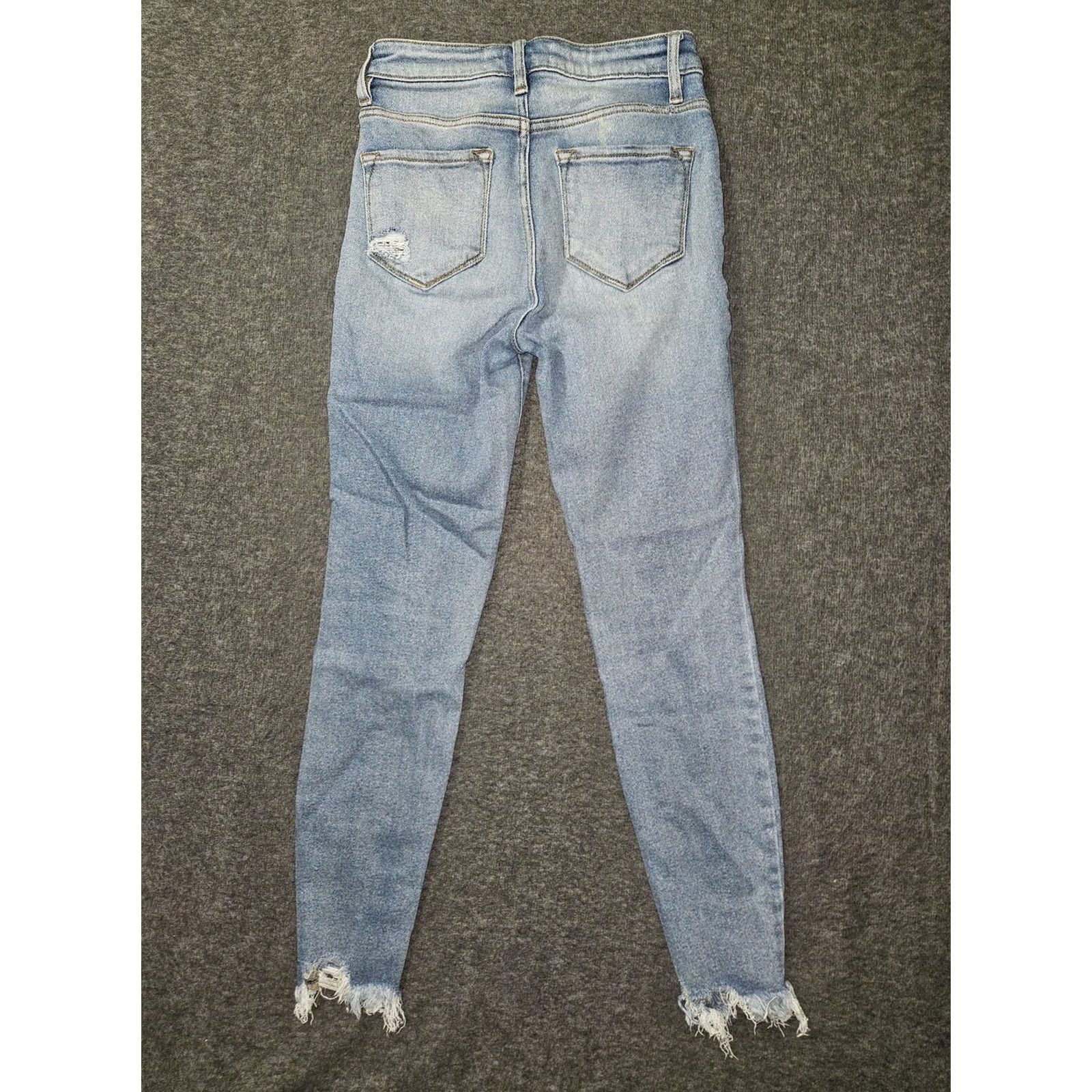 Vintage KanCan Jeans Womens 3/25 Light Wash High Rise Skinny Distressed Raw Hem Denim Slim Stretch Pocket 5-Pocket City Jeans Womens Girls Mens? Size 26" / US 2 / IT 38 - 8 Thumbnail