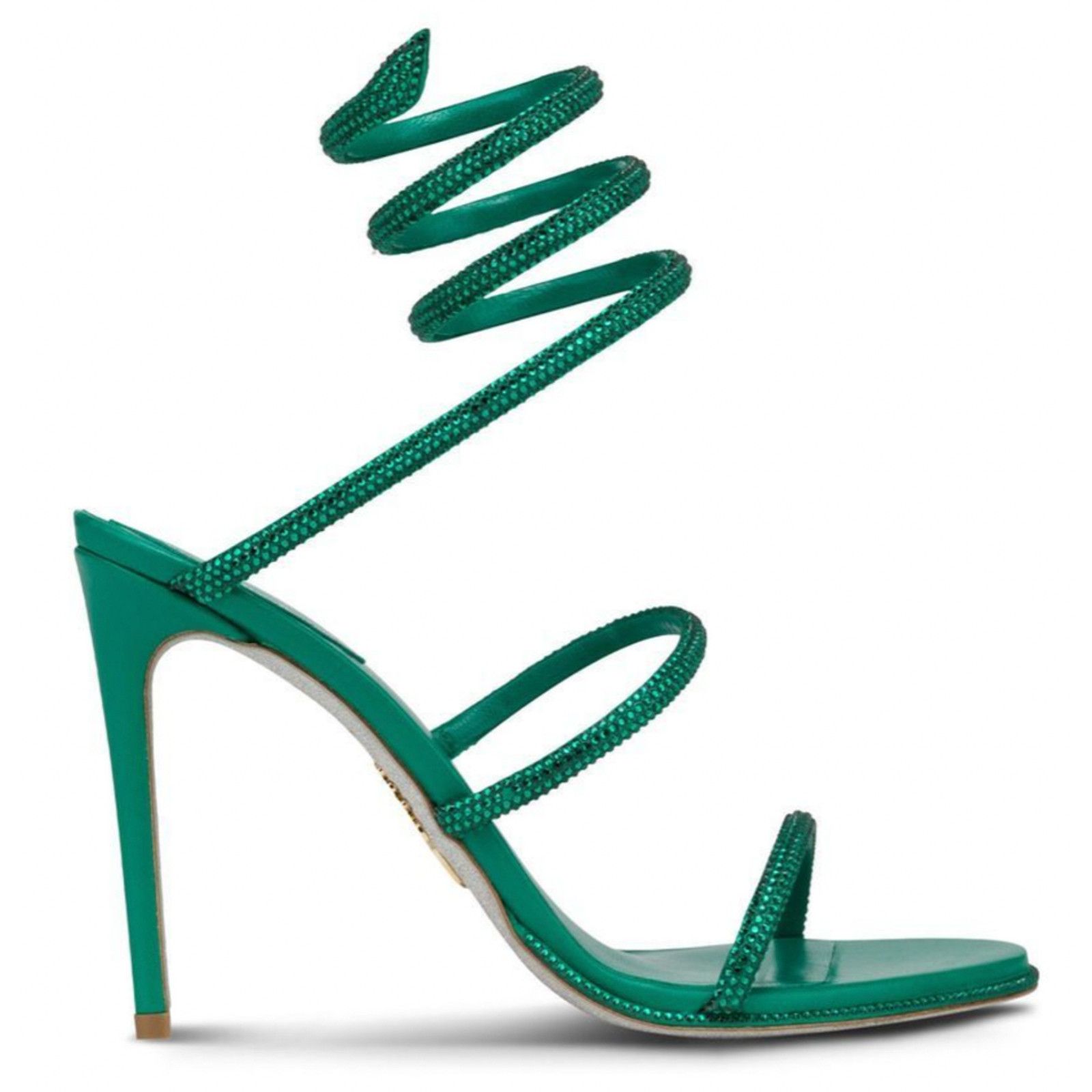 Rene Caovilla Cleo Emerald Crystal Ankle Wrap Strap Sandal Heel Pump 38 Size US 8 / IT 38 - 1 Thumbnail
