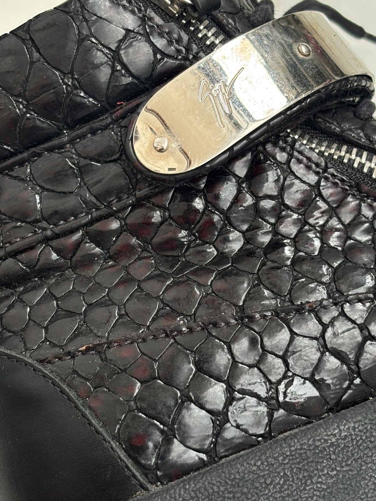 Giuseppe Zanotti Croco Embossed Coby Sneakers Size US 9.5 / EU 42-43 - 11 Thumbnail