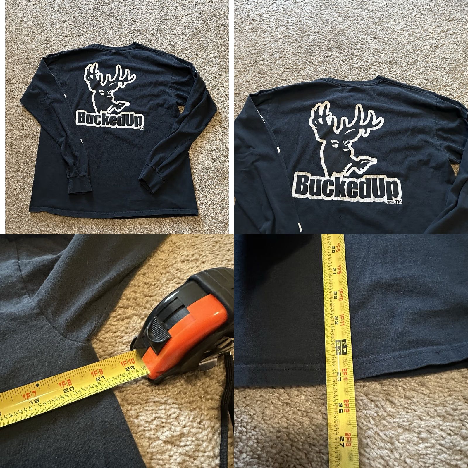 Gildan Bucked Up Shirt Mens Large Logo Graphic Print Long Sleeve Black Gildan Activewear Hunting Workout Shirt Size US L / EU 52-54 / 3 - 8 Thumbnail