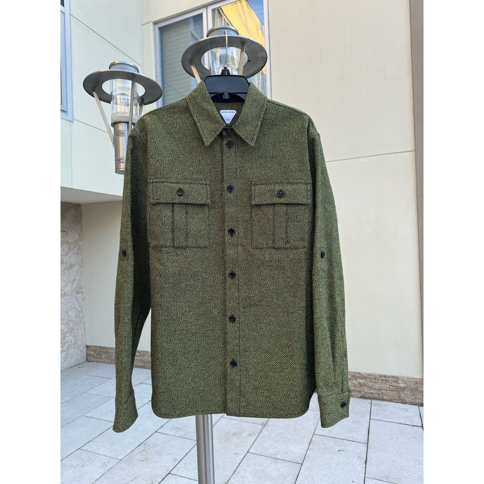 Bottega Veneta o1rshd1 Textured Cotton Mouline Shirt in Black/Yellow Size US M / EU 48-50 / 2 - 2 Thumbnail