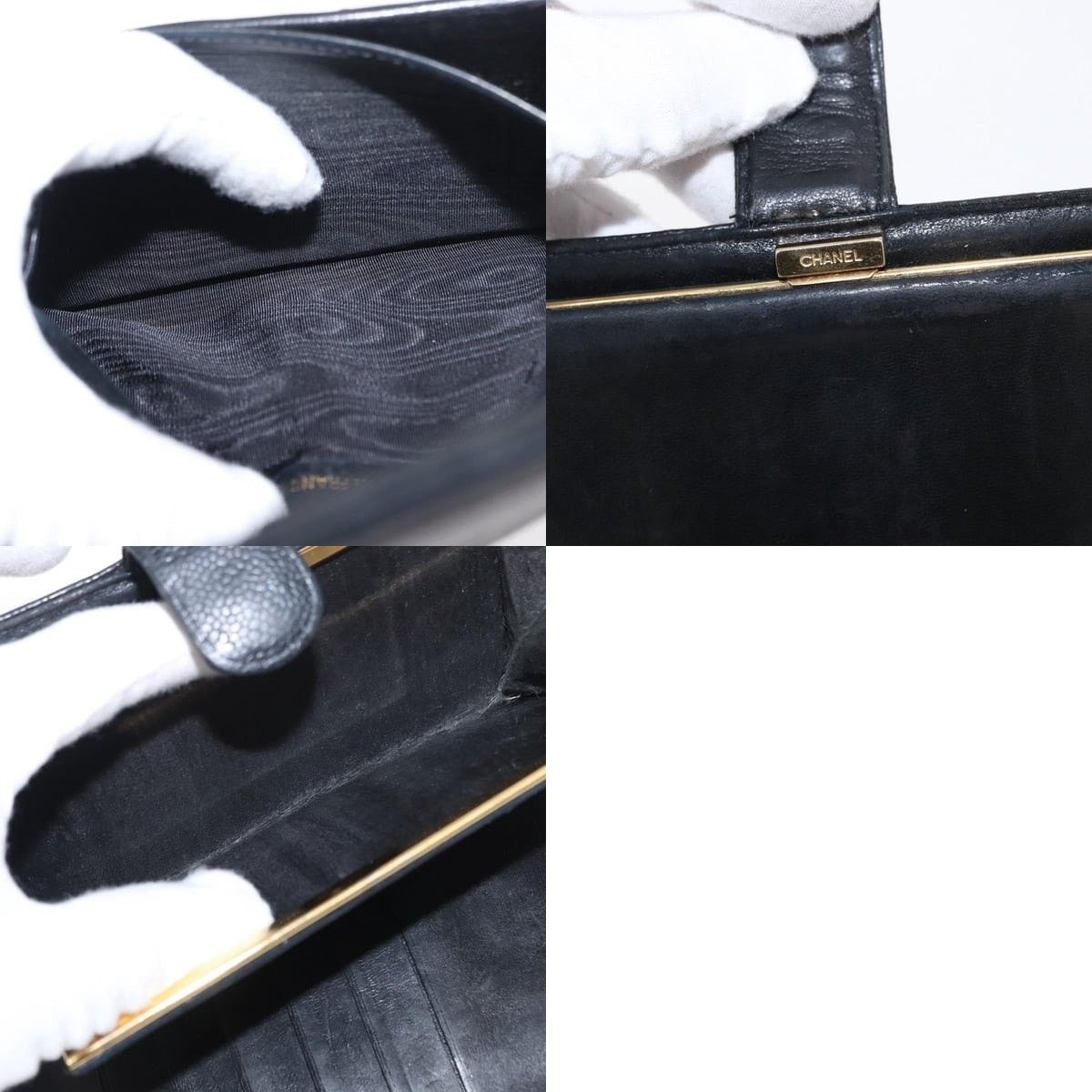 Chanel Chanel Long Wallet Caviar Skin Black Gold CC Size ONE SIZE - 6 Thumbnail