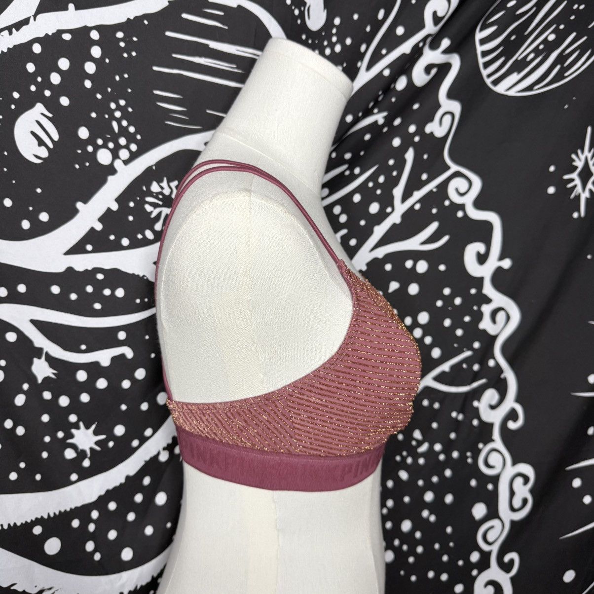 Victoria's Secret PINK Victoria's Secret Dusty Rose Beaded Bralette Sz L Size L / US 10 / IT 46 - 3 Thumbnail