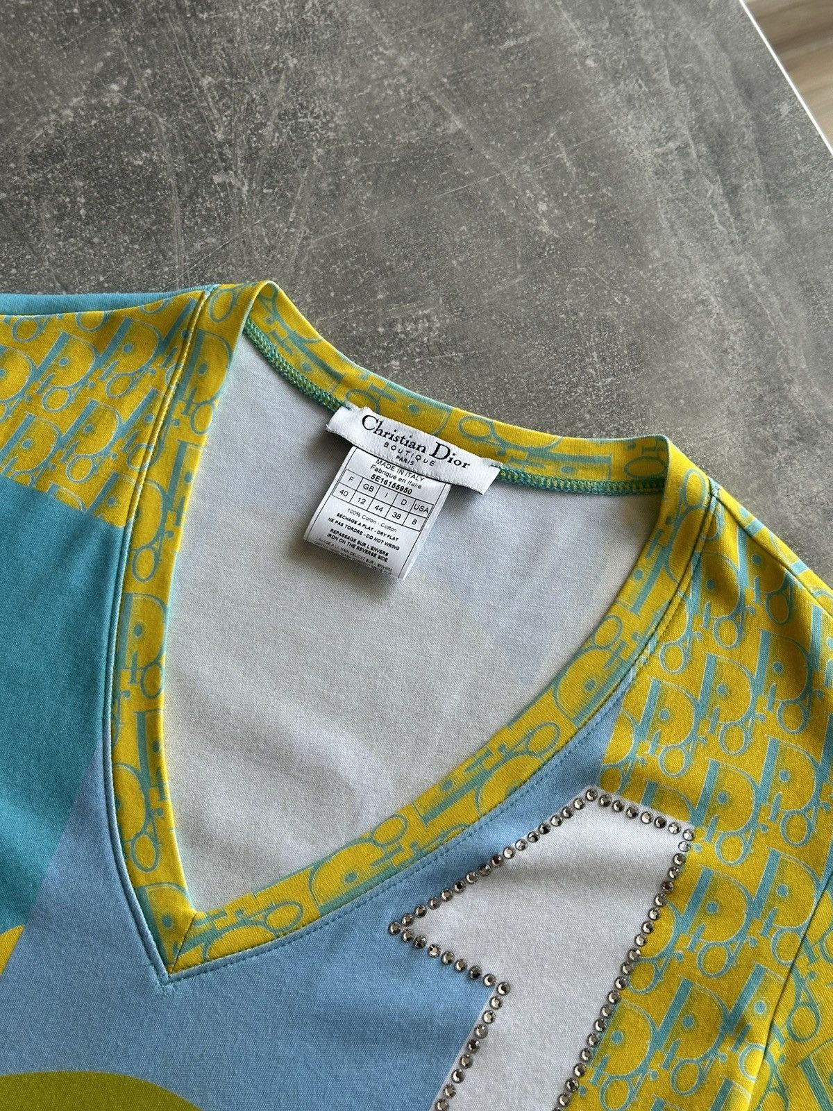 Dior Dior by John Galliano S/S 05 Multiple Logo T- Shirt Blue Y2K Size M / US 6-8 / IT 42-44 - 4 Thumbnail