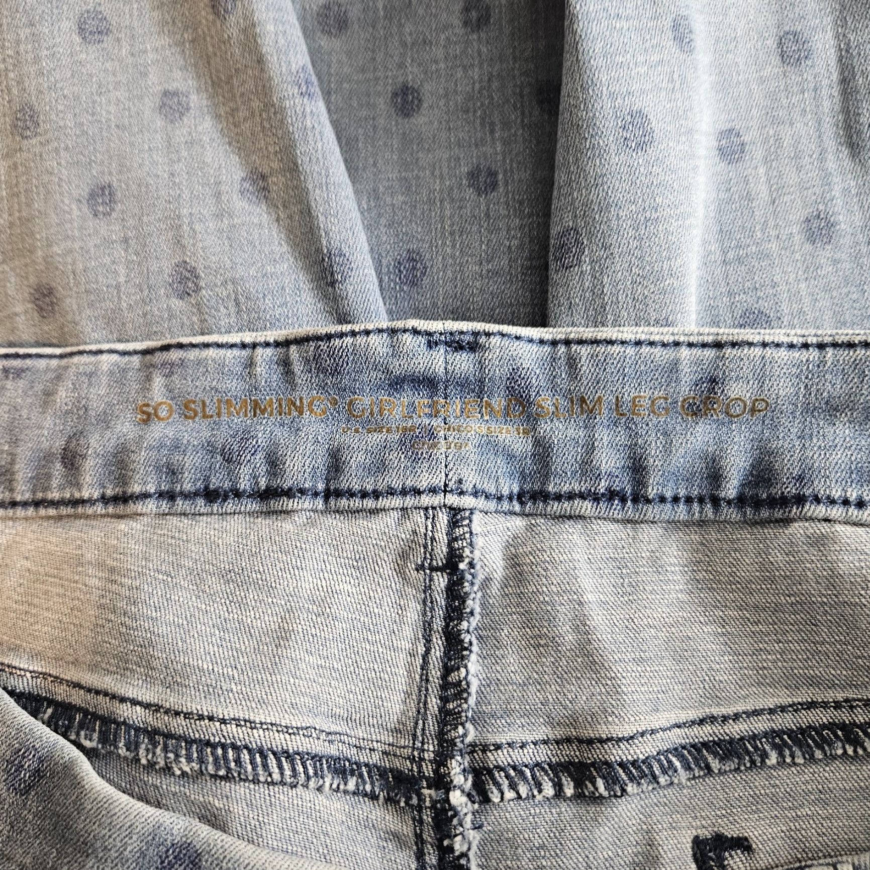 Vintage Chico's Womens Jeans Cropped Slim Leg So Slimming Polka Dot Size 16 Blue Size 38" / US 16 / IT 52 - 7 Thumbnail