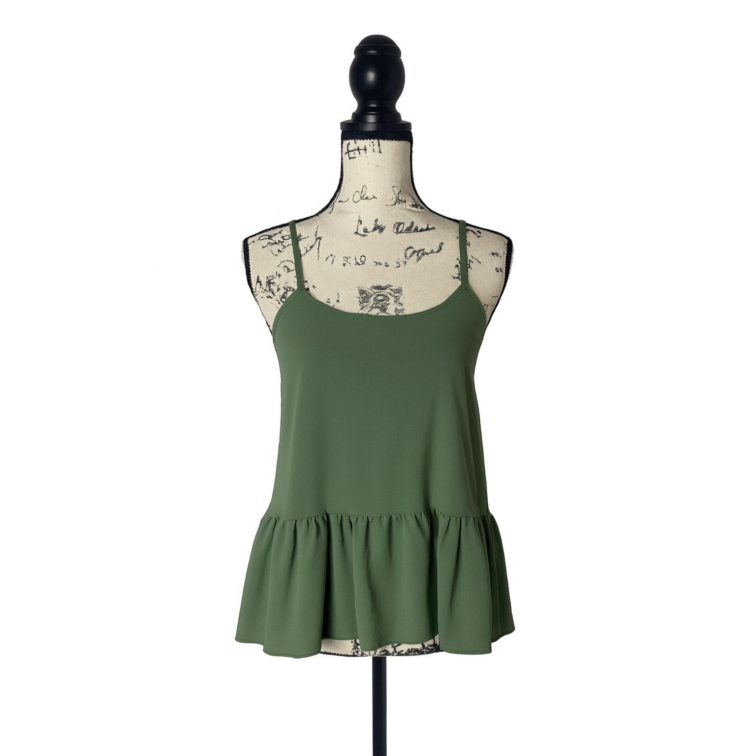 Other FORPEN Green Ruffle Hem Tank Top | Size S | Made in Italy | Size S / US 4 / IT 40 - 1 Thumbnail