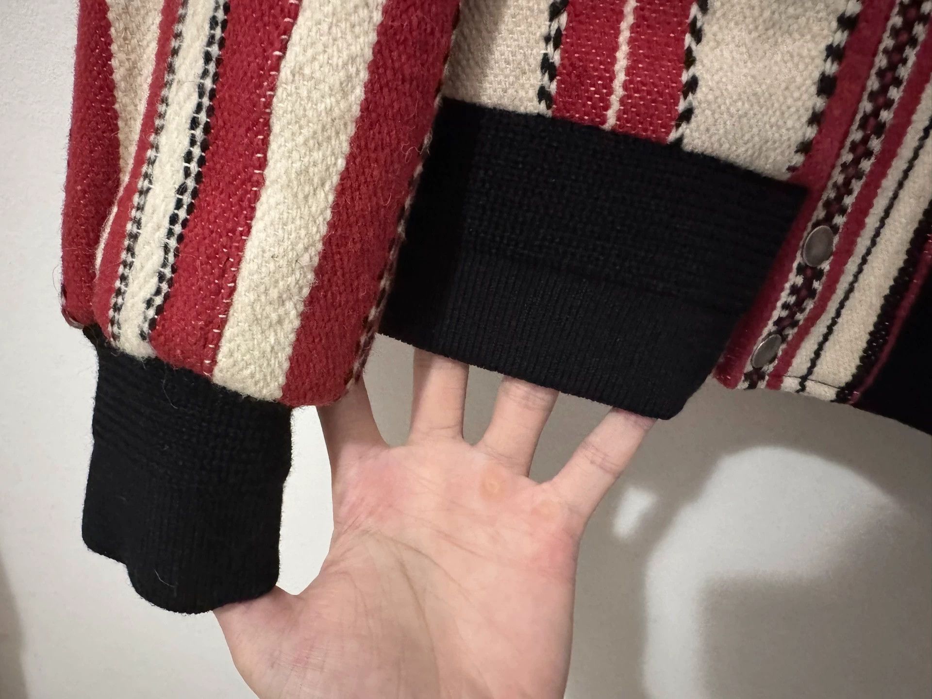Saint Laurent Paris Saint Laurent Wool Striped Red and White Baseball Jacket Size M / US 6-8 / IT 42-44 - 4 Thumbnail