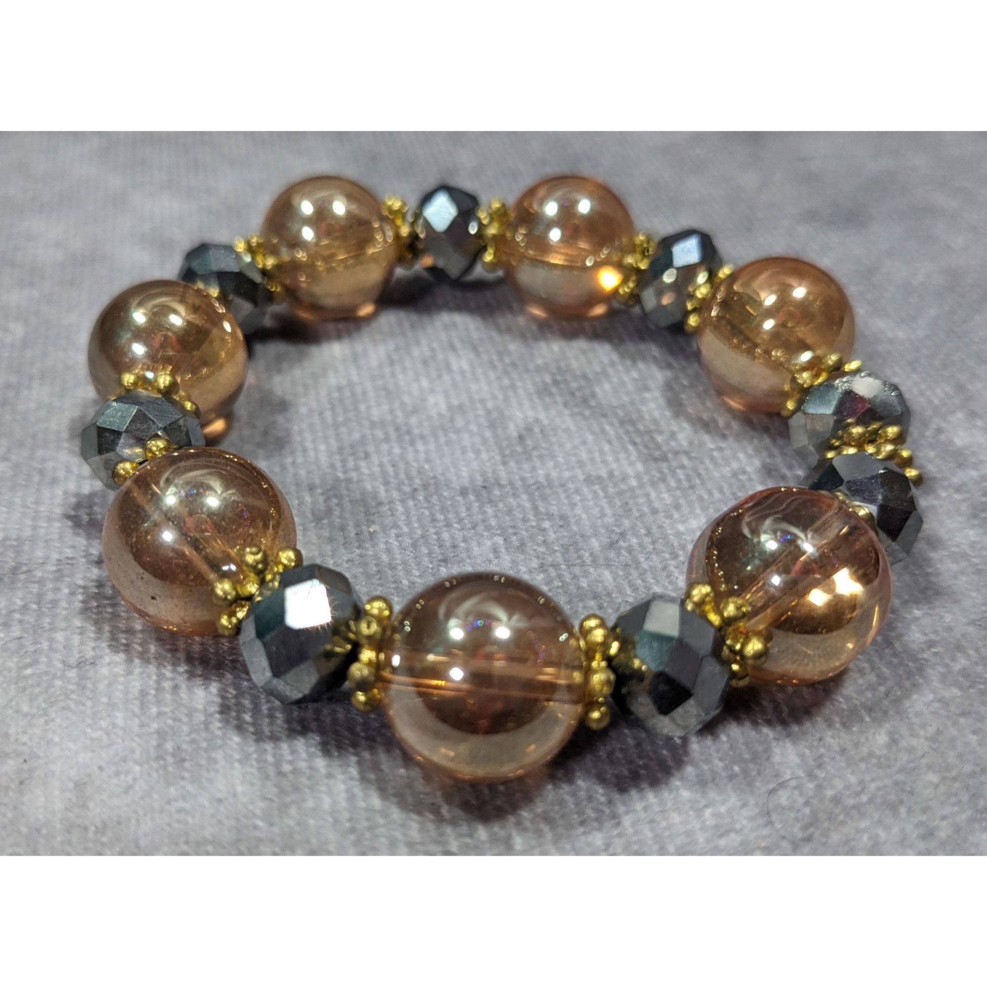 Other Whimsical Silver And Gold Tone Glass Beaded Bracelet Size ONE SIZE - 8 Thumbnail