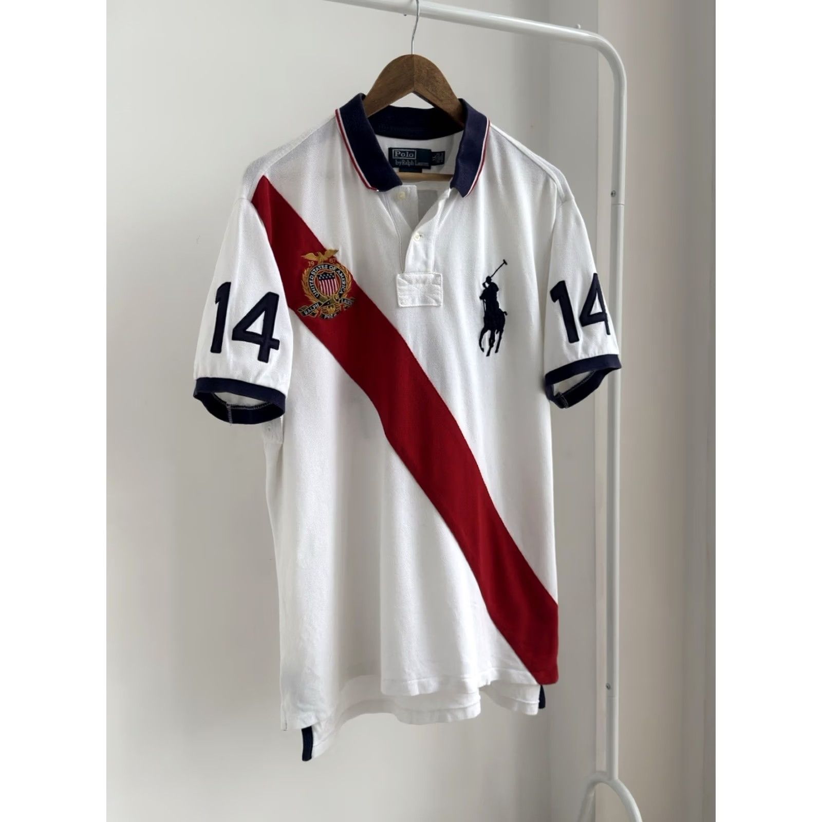 Polo Ralph Lauren VINTAGE Polo Ralph Lauren USA #14 White Y2K Polo T Shirt Mens XL Size US XL / EU 56 / 4 - 3 Thumbnail