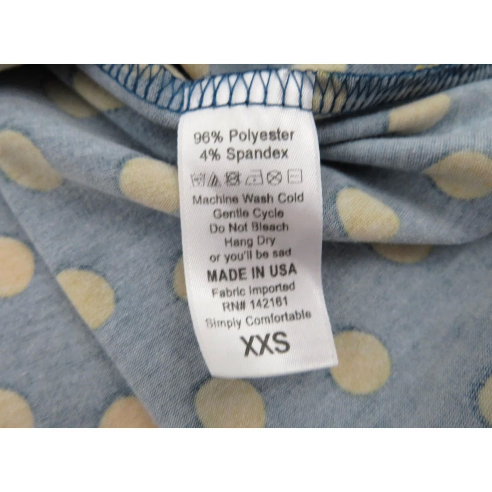 Vintage VINTAGE? No LuLaRoe Carly Polka Dot Dress 2XS Blue Yellow High Low Stretch EUC Size XXS / US 00 / IT 34 - 6 Thumbnail