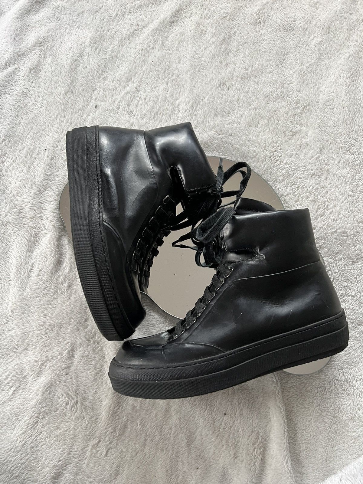 Jil Sander Jil Sander black leather hi tops boots winter autumn 37 Size US 6 / IT 36 - 2 Thumbnail