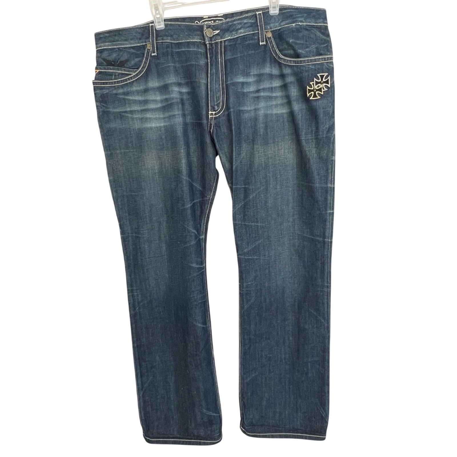 Robins Jeans Robin's Jean Blue Double Front Cross 42 Made in USA Rare 34 Size US 42 / EU 58 - 2 Thumbnail