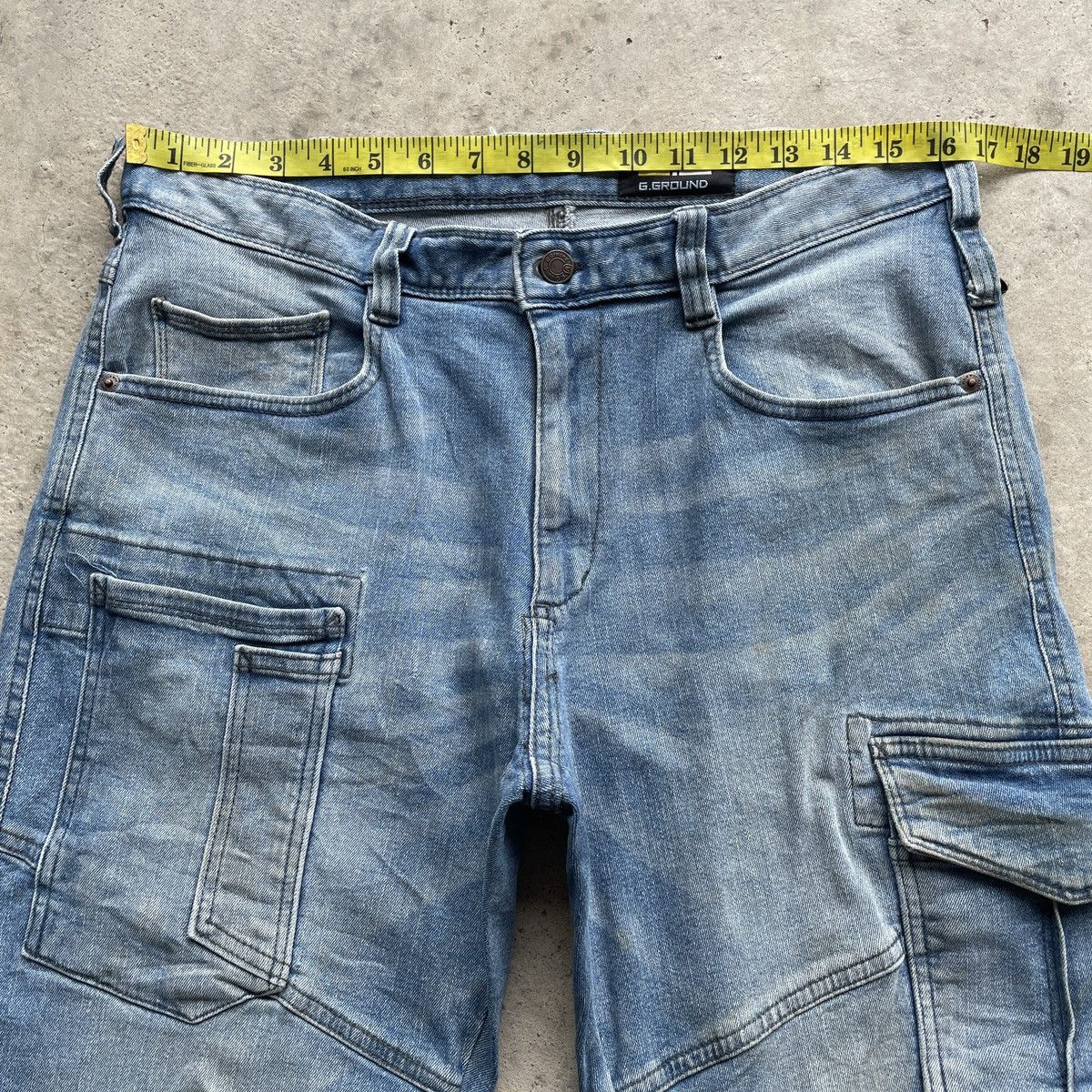 Japanese Brand Japanese Brand Double Knee Cargo Denim Workwear Pants Faded Size US 33 - 5 Thumbnail
