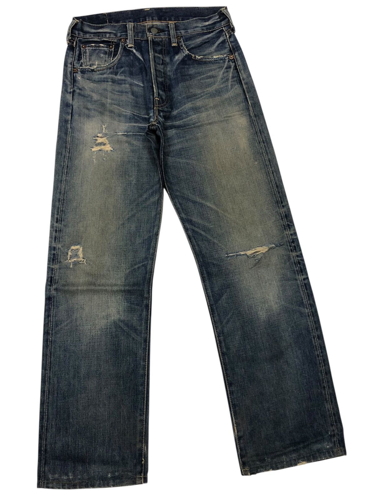 Kapital 🔥LEVIS 501 BIG E SELVEDGE DISTRESS DENIM JEANS Size US 29 - 6 Thumbnail