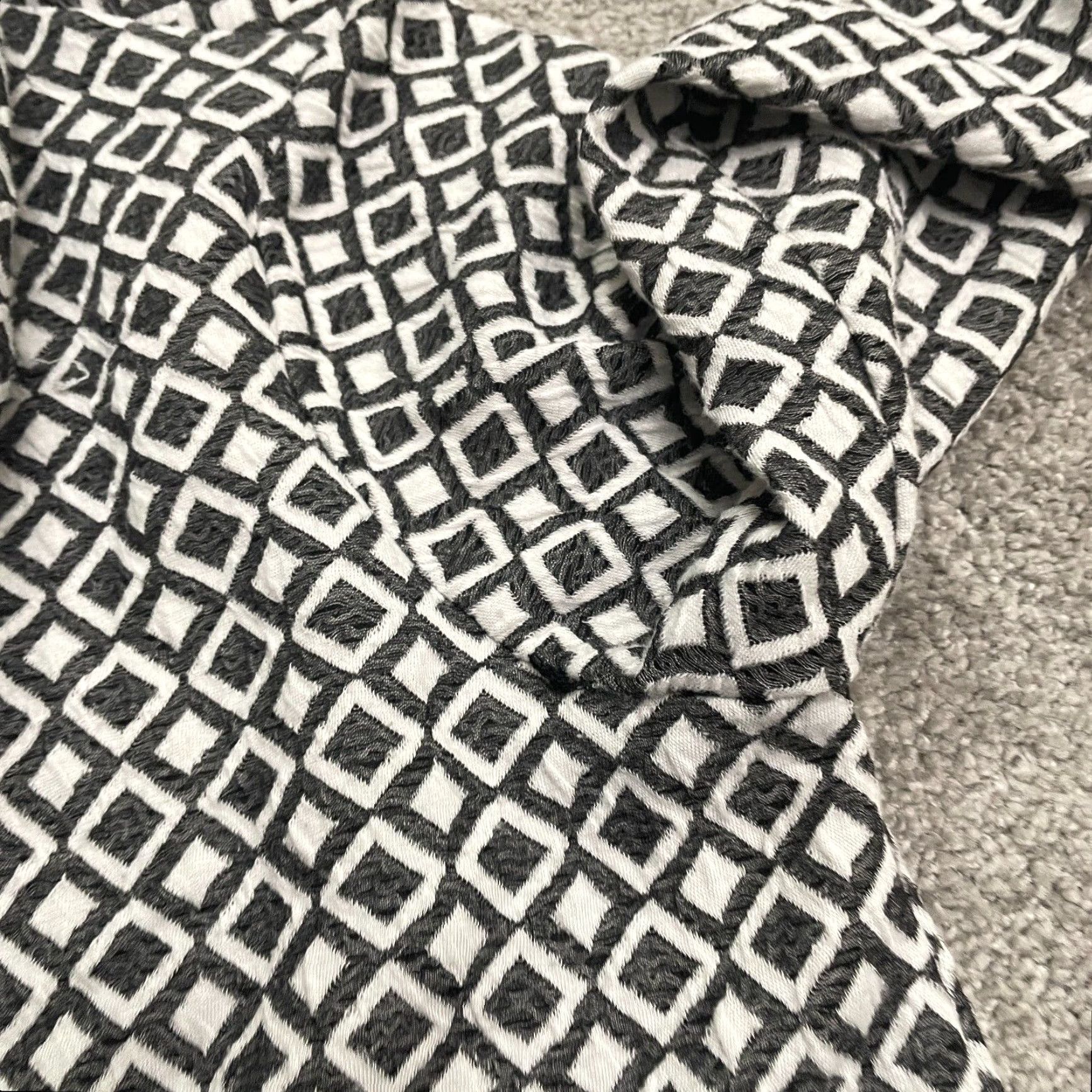 Vintage Ruby Rd. Diamond Pattern Open Jacket Womens PS Black White Stretch Casual Work Shirt Size S / US 4 / IT 40 - 4 Thumbnail