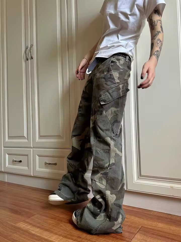 Camo Cargo Pants - Baggy Barrel-Leg Utility Trousers