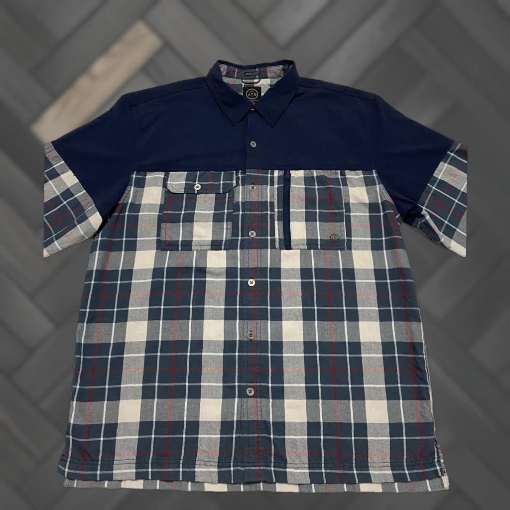 Wrangler Wrangler ATG Shirt Mens Long Sleeve Plaid Button-Up Collared Casual Fall Spring Blue Dark Sapphire Size US L / EU 52-54 / 3 - 1 Thumbnail