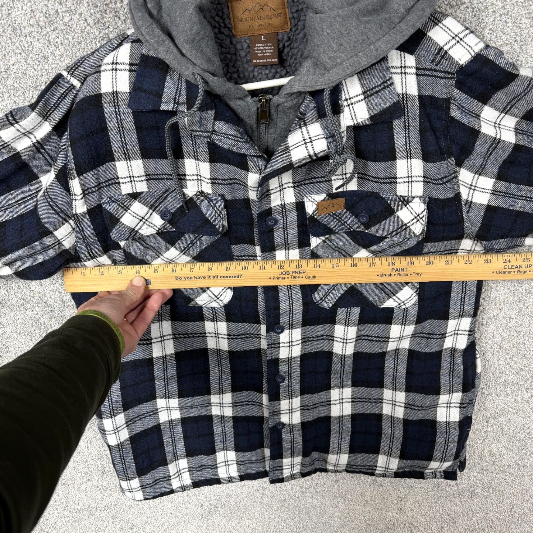 Vintage Mountain Ridge Mens L Navy Plaid Hooded Sherpa Lined Flannel 90s Jacket Hoodie Parka Coat Pattern: Plaid VINTAGE? Size US L / EU 52-54 / 3 - 6 Thumbnail