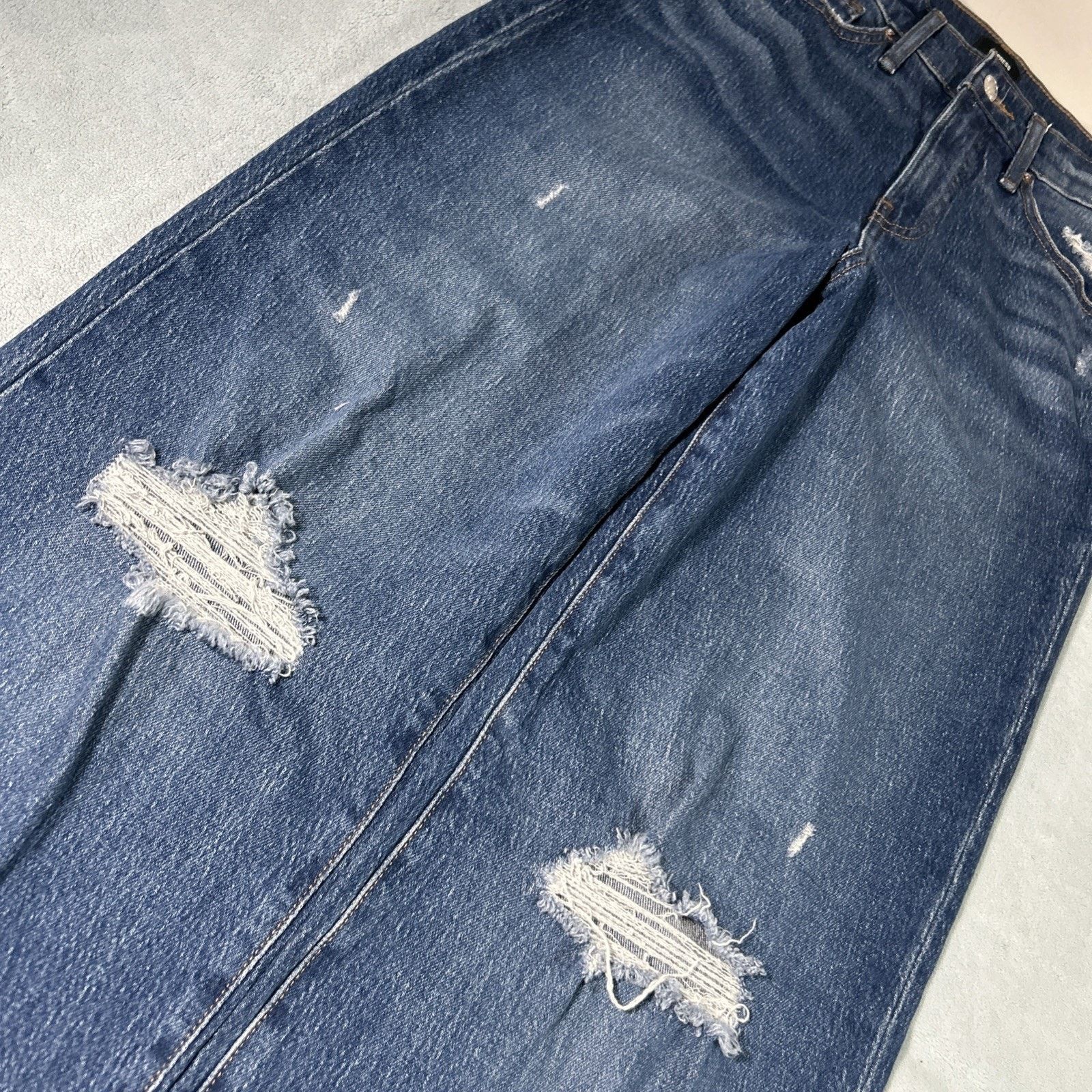 Express Beyond Baggy Distressed Rips Jeans Sz 2 28x33 Raw Hems Loose Size 26" / US 2 / IT 38 - 8 Thumbnail
