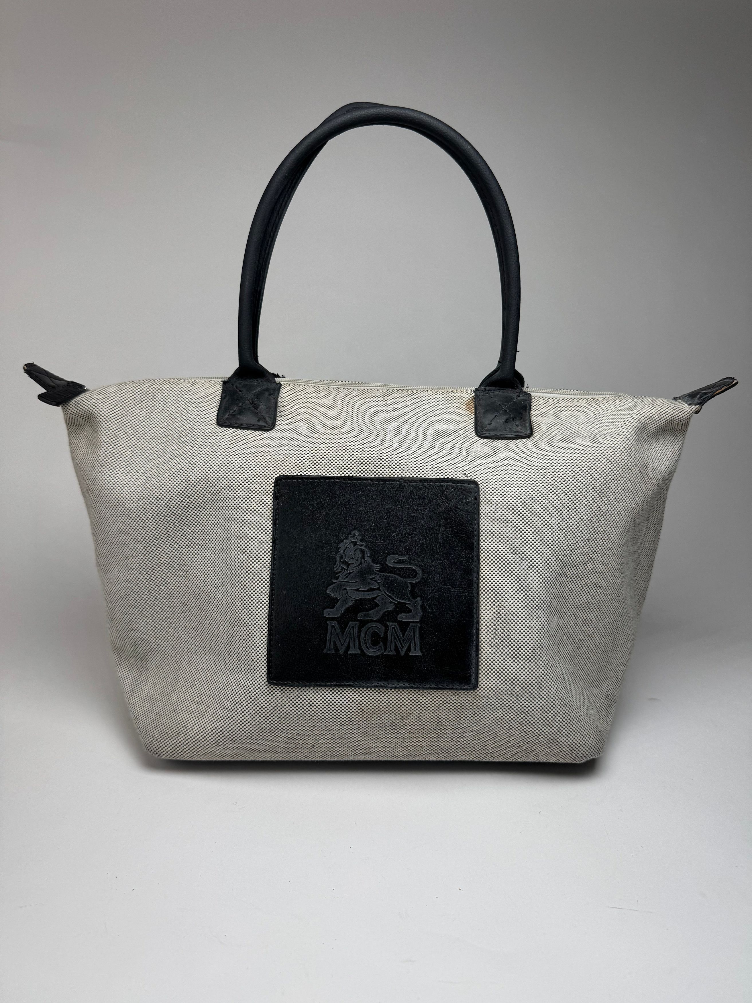 MCM Vintage canvas / leather shopper grey black Size ONE SIZE - 1 Thumbnail