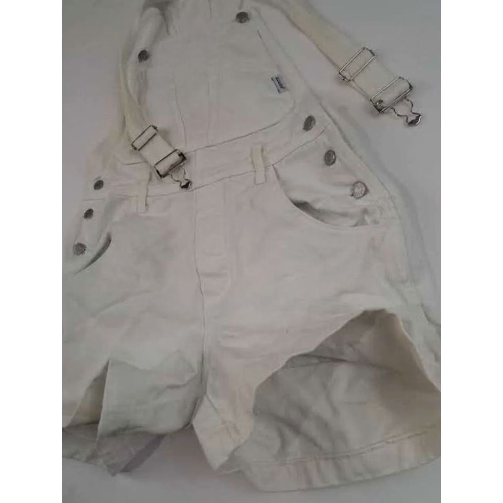 Guess VINTAGE GUESS White Overall Shorts Womens Medium USA Made Denim 100% Cotton Daisy Duke 30in Waist Mid Rise Size 30" / US 8 / IT 44 - 4 Thumbnail
