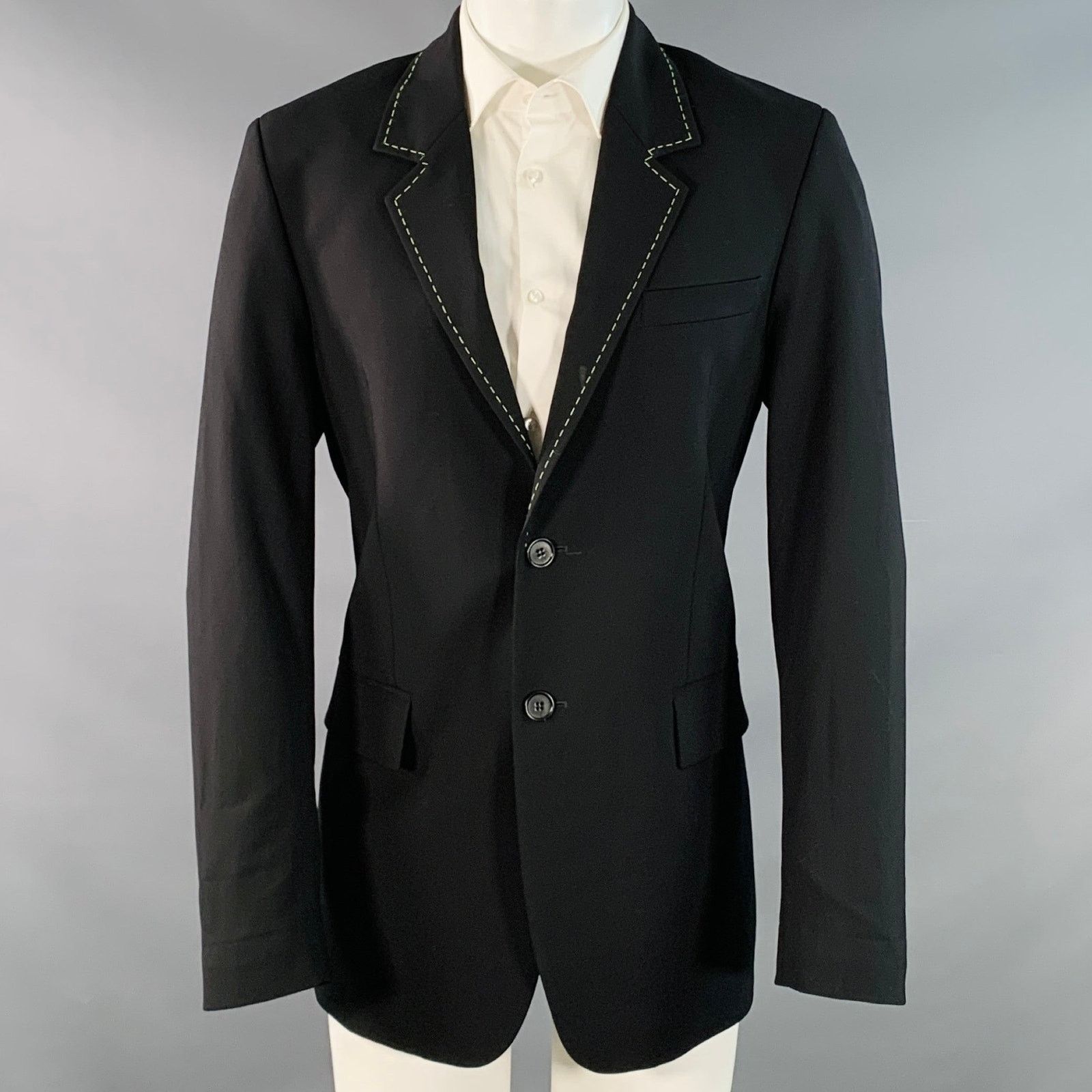 MSGM MSGM Size 34 Contrast Stitch Wool Notch Lapel Sport Coat Size 34R - 1 Thumbnail