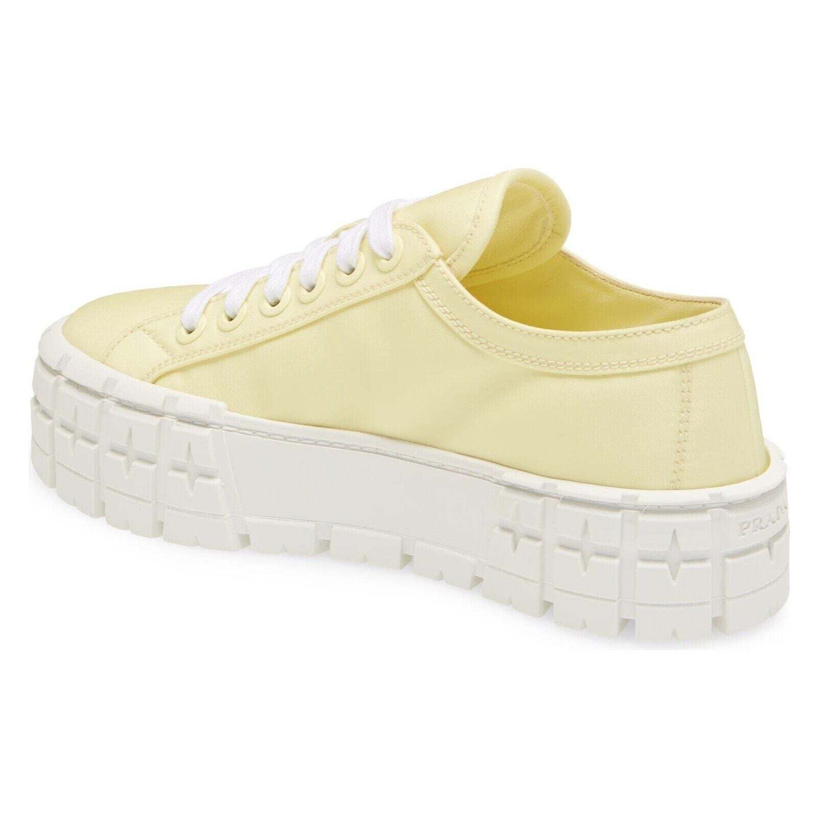 Prada Prada Narciso Yellow White Platform Flat Low Sneaker 38.5 Size US 8.5 / IT 38.5 - 8 Thumbnail