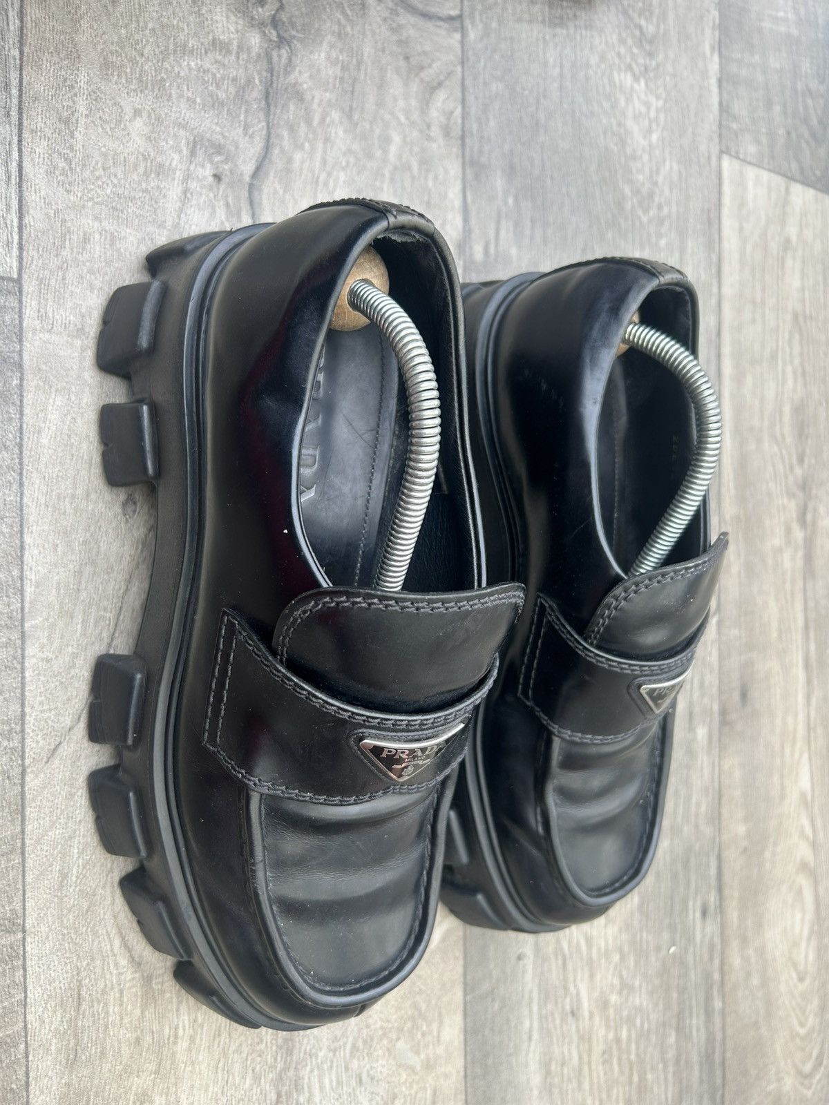 Prada Prada Men's Monolith Brushed Leather Loafers Size US 8.5 / EU 41-42 - 2 Thumbnail