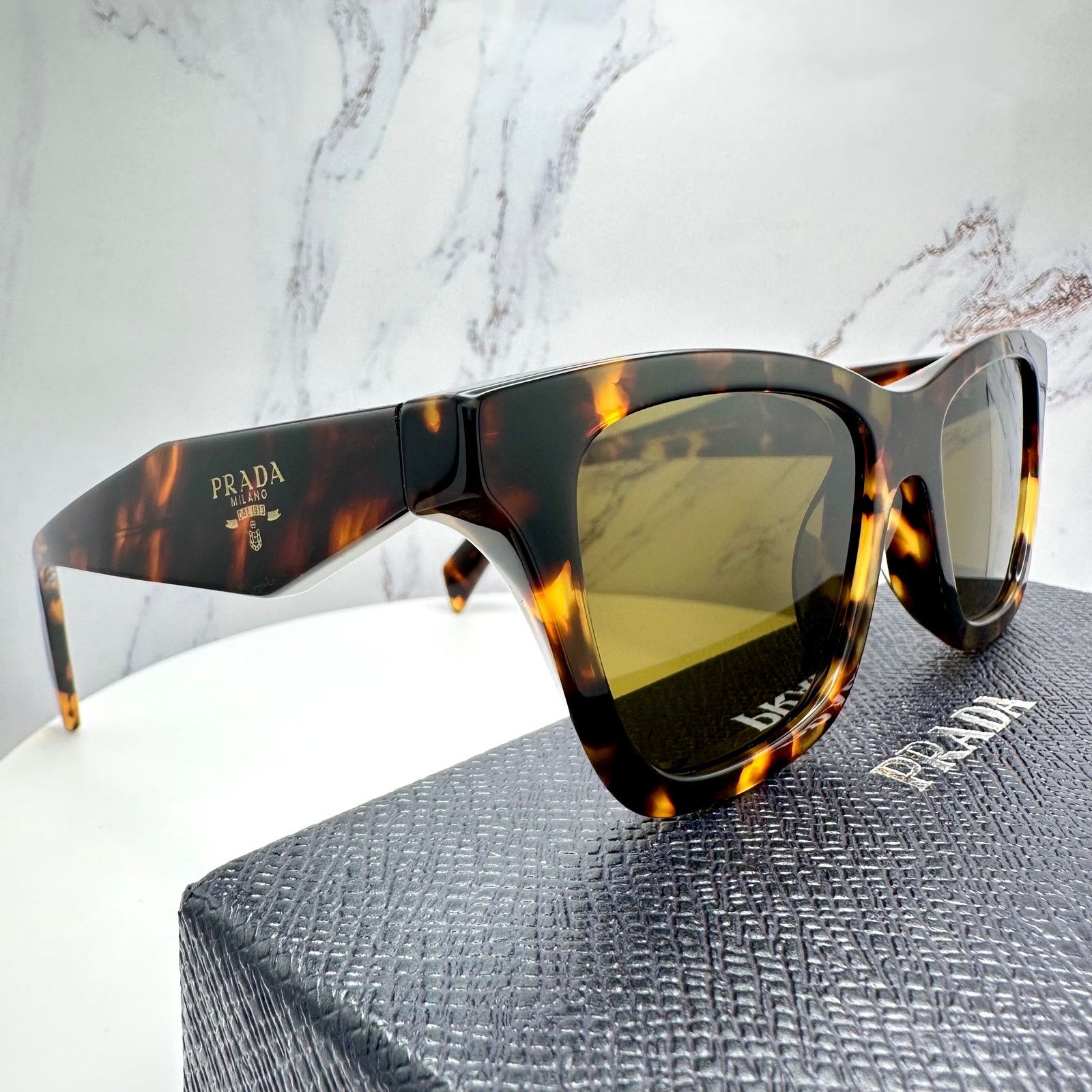 Prada New PRADA Sunglasses Brown Tortoise Square Butterfly Size ONE SIZE - 4 Thumbnail