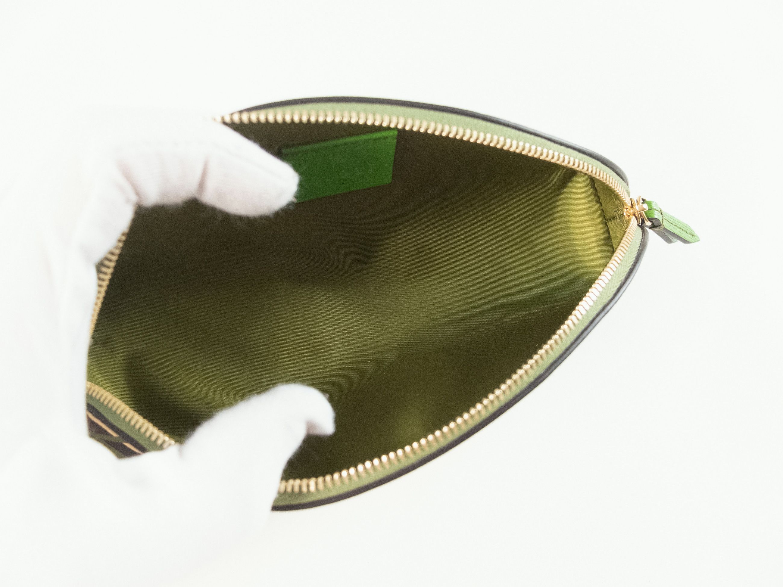Gucci GUCCI Cascade green brown logo pencil case make up bag Size ONE SIZE - 7 Thumbnail