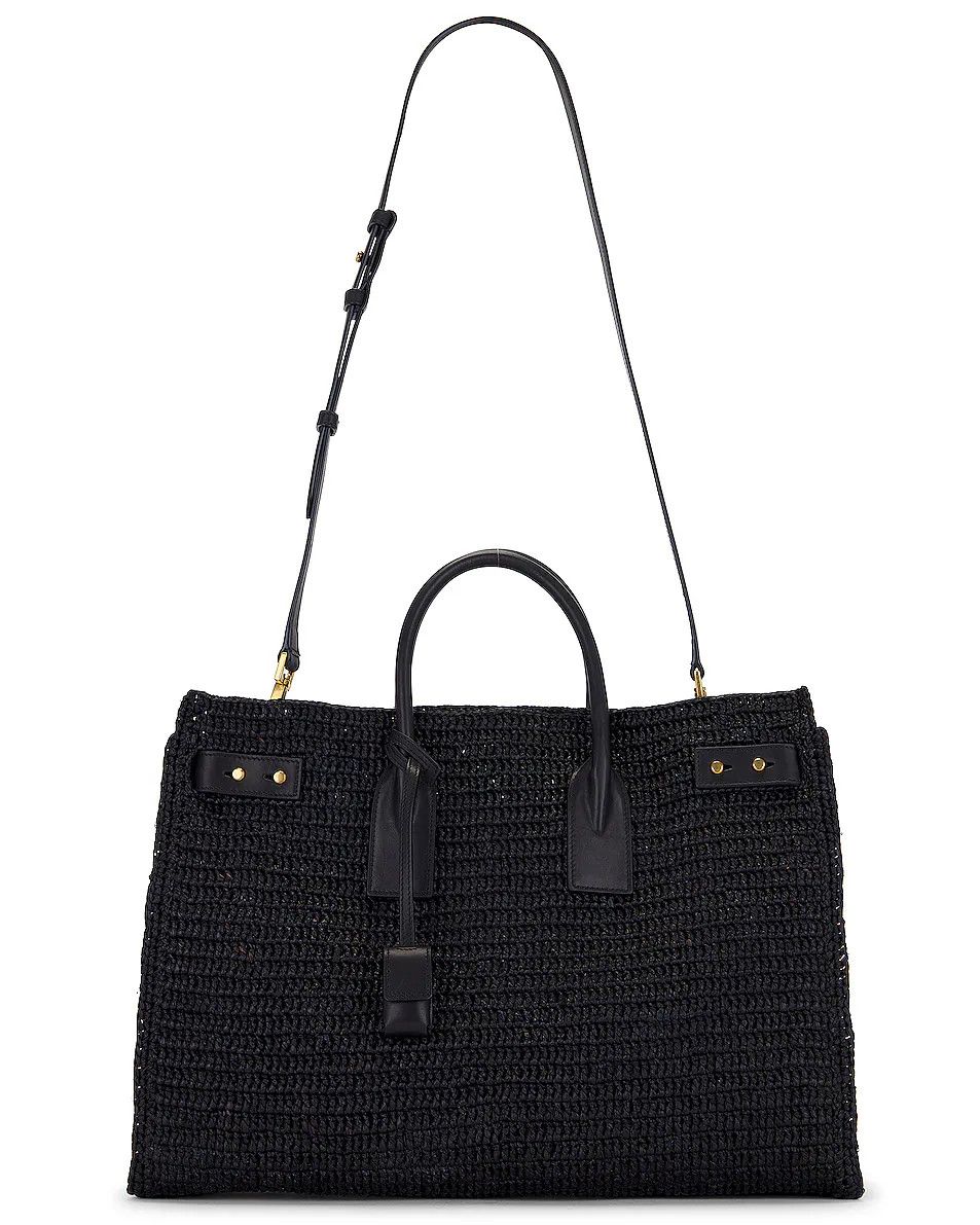 Saint Laurent Paris o1bcso1str0326 Size: OS/Raffia Medium Shopping Bag in Black Size ONE SIZE - 1 Thumbnail
