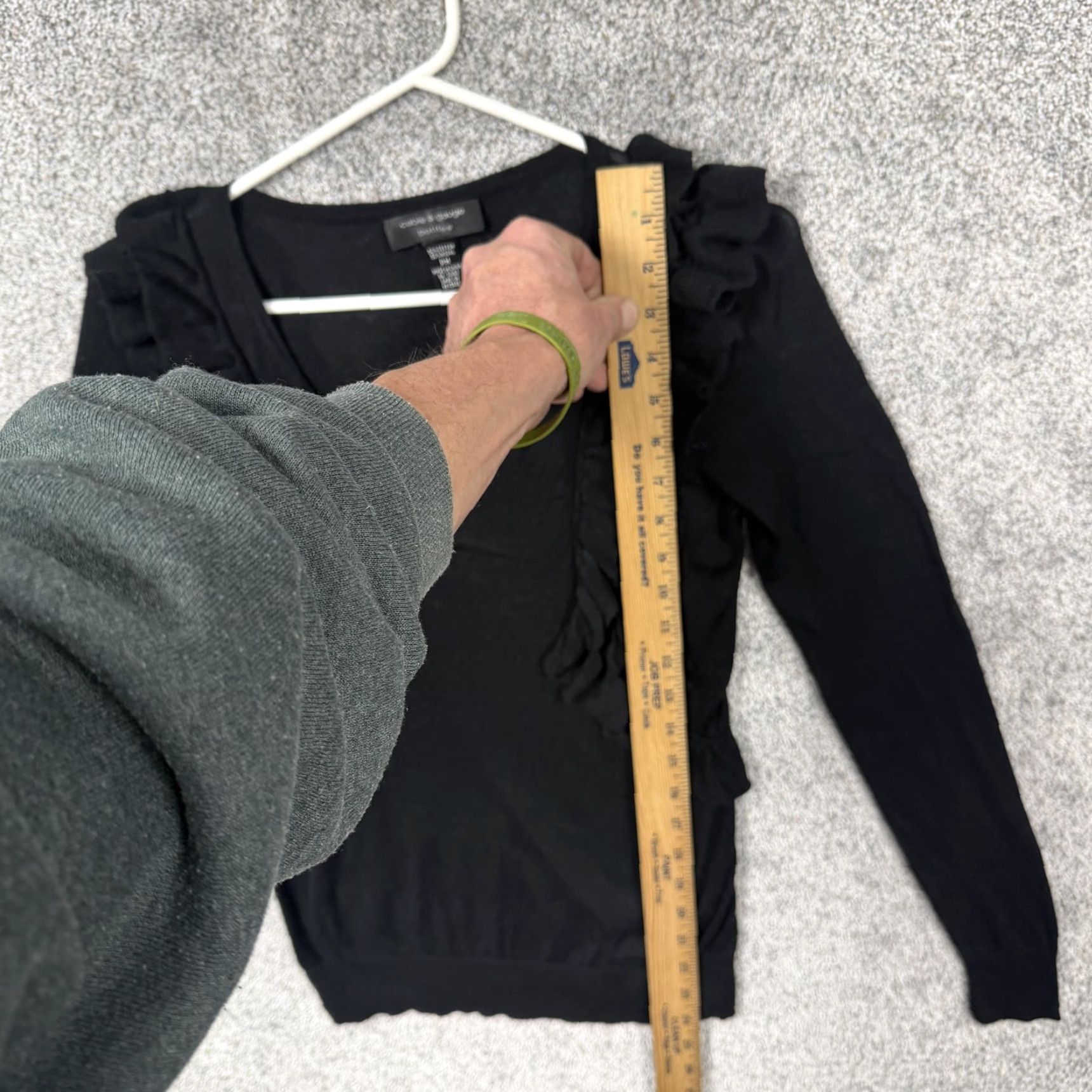 Vintage Cable & Gauge Womens PM Black Lightweight Knit Pullover Sweater Ruffle Front Cotton Modal Scoop Neck Office Chic Casual Knitwear Shoes? Size M / US 6-8 / IT 42-44 - 2 Thumbnail