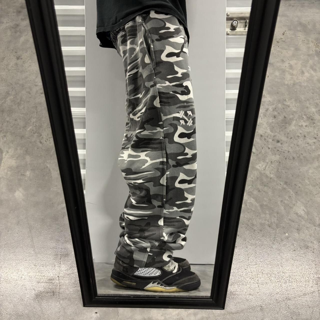 Japanese Brand × Vintage Crazy Vintage Y2K/2000s Baggy Black White Camo Streetwear Skater Sweatpants! Size US 30 / EU 46 - 2 Thumbnail