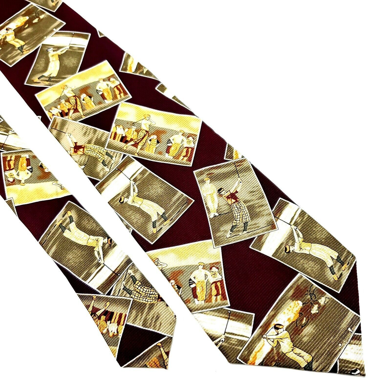 Vintage Grand Masters Silk Tie Golf Novelty Red Print Size ONE SIZE - 1 Thumbnail