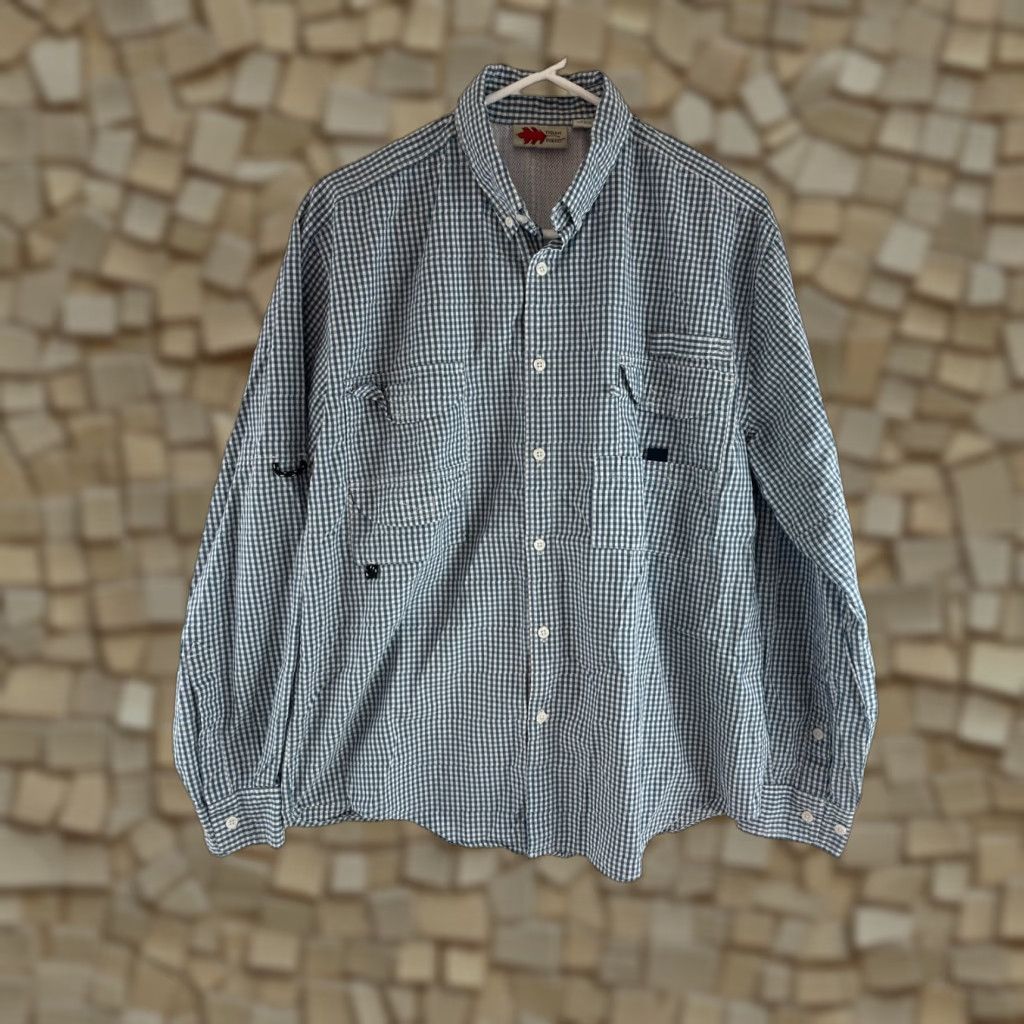 Vintage Field N' Forest Shirt Men M Blue White Check Button-Down Pockets Vented Fishing Button Up Size US M / EU 48-50 / 2 - 1 Thumbnail