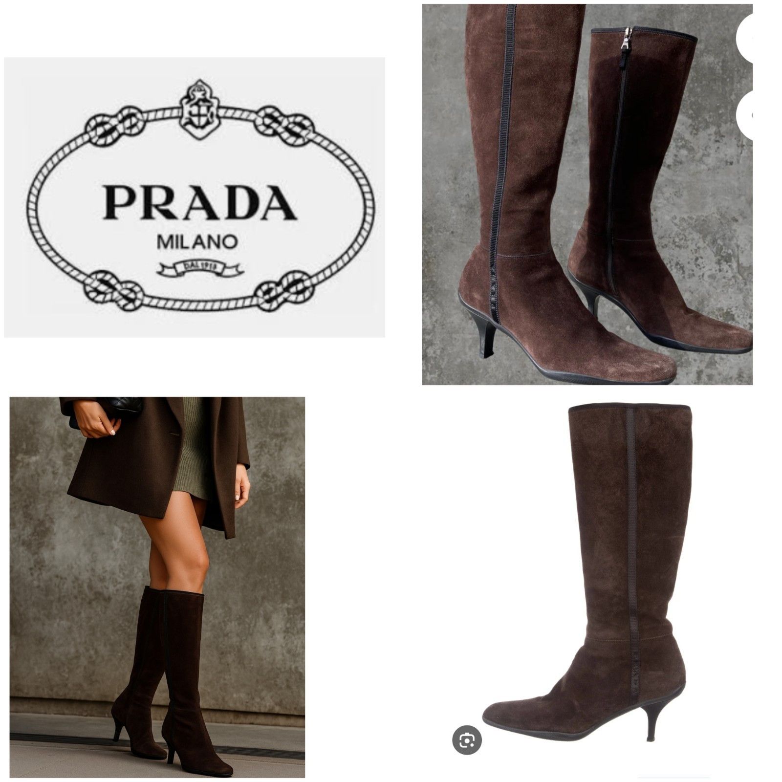 Prada PRADA BROWN SUEDE HEELED BOOTS - EU 38.5/US 8 Size US 8.5 / IT 38.5 - 1 Thumbnail