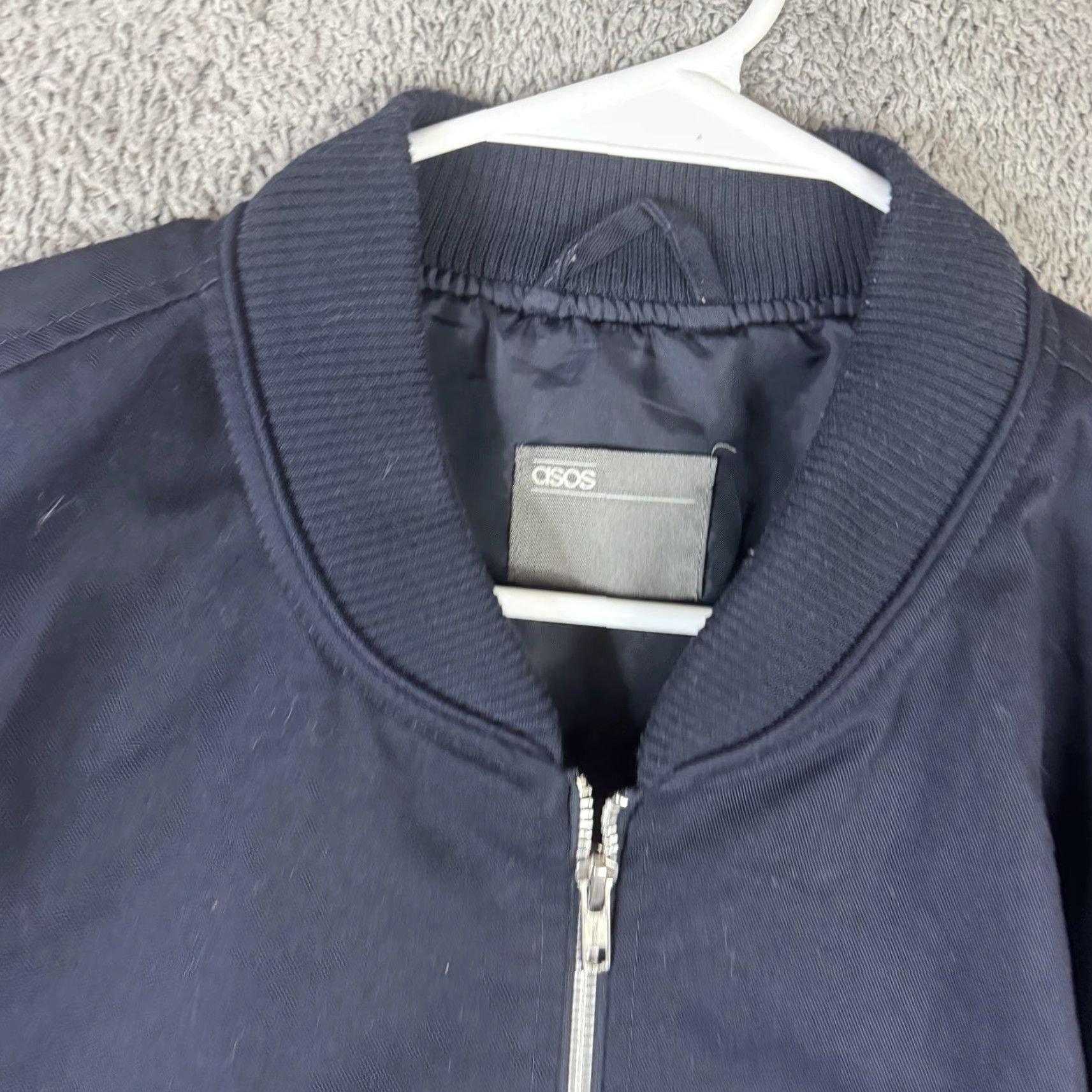 Asos ASOS Jacket Mens L Blue Bomber Full Zip Canvas Lined Pockets Casual Outdoor Size US L / EU 52-54 / 3 - 7 Thumbnail