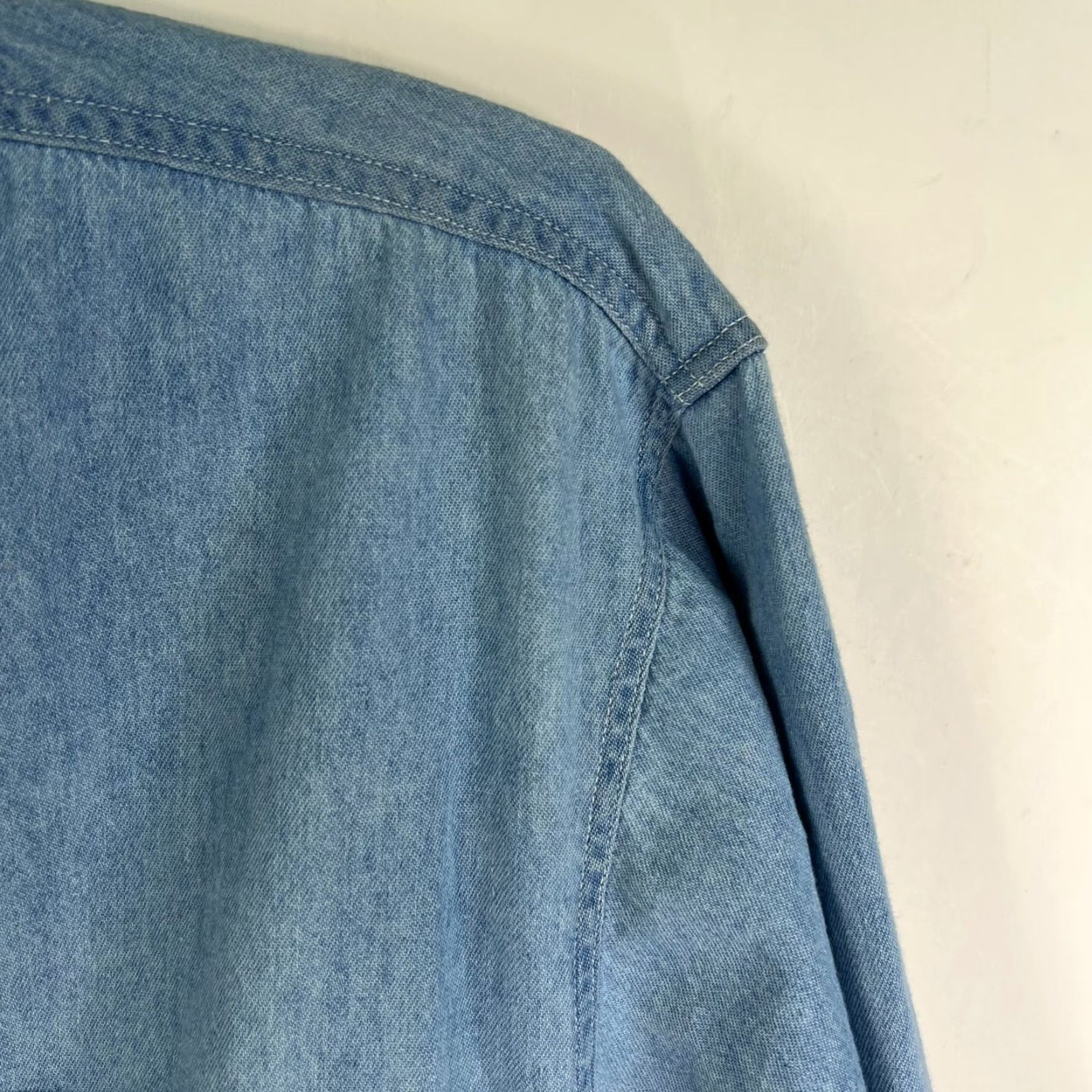 Denime Interstate 80 Denim Button-Up Shirt Men's Medium Blue Graphic Jesus Print Casual Regular Fit Size US M / EU 48-50 / 2 - 3 Thumbnail