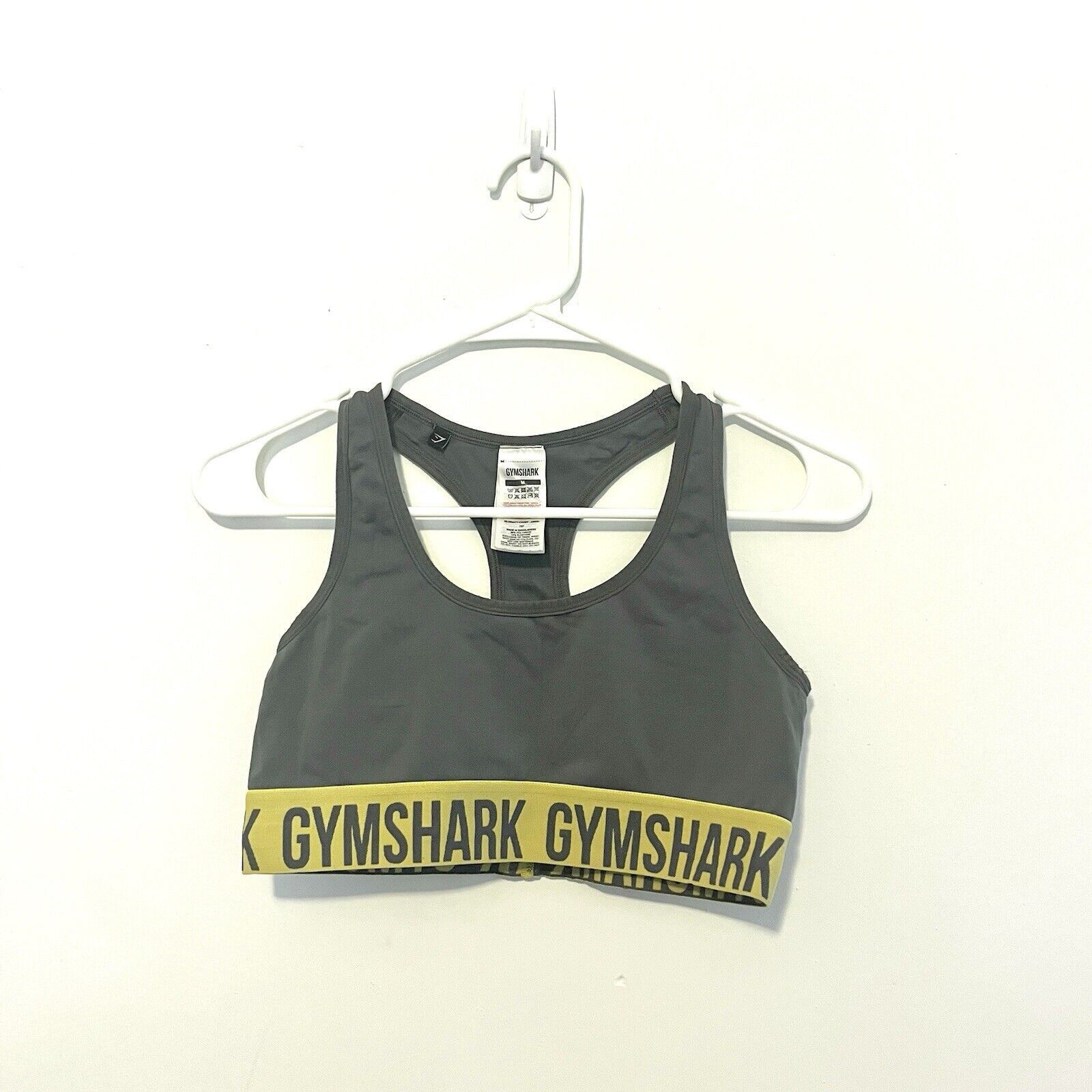 Gymshark Gymshark Seamless Fit Sports Bra Gray Yellow Racerback Sz M Size M / US 6-8 / IT 42-44 - 1 Thumbnail