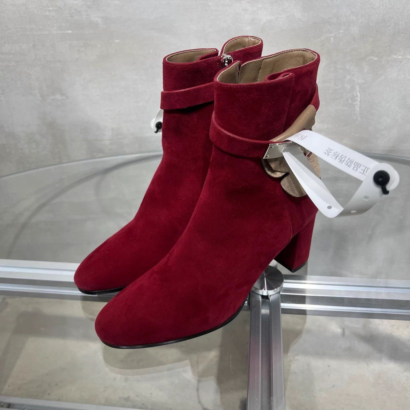 Hermes Hermes Wine Red Kelly Heel Short Boot Silver 37 Size US 6 / IT 36 - 2 Thumbnail